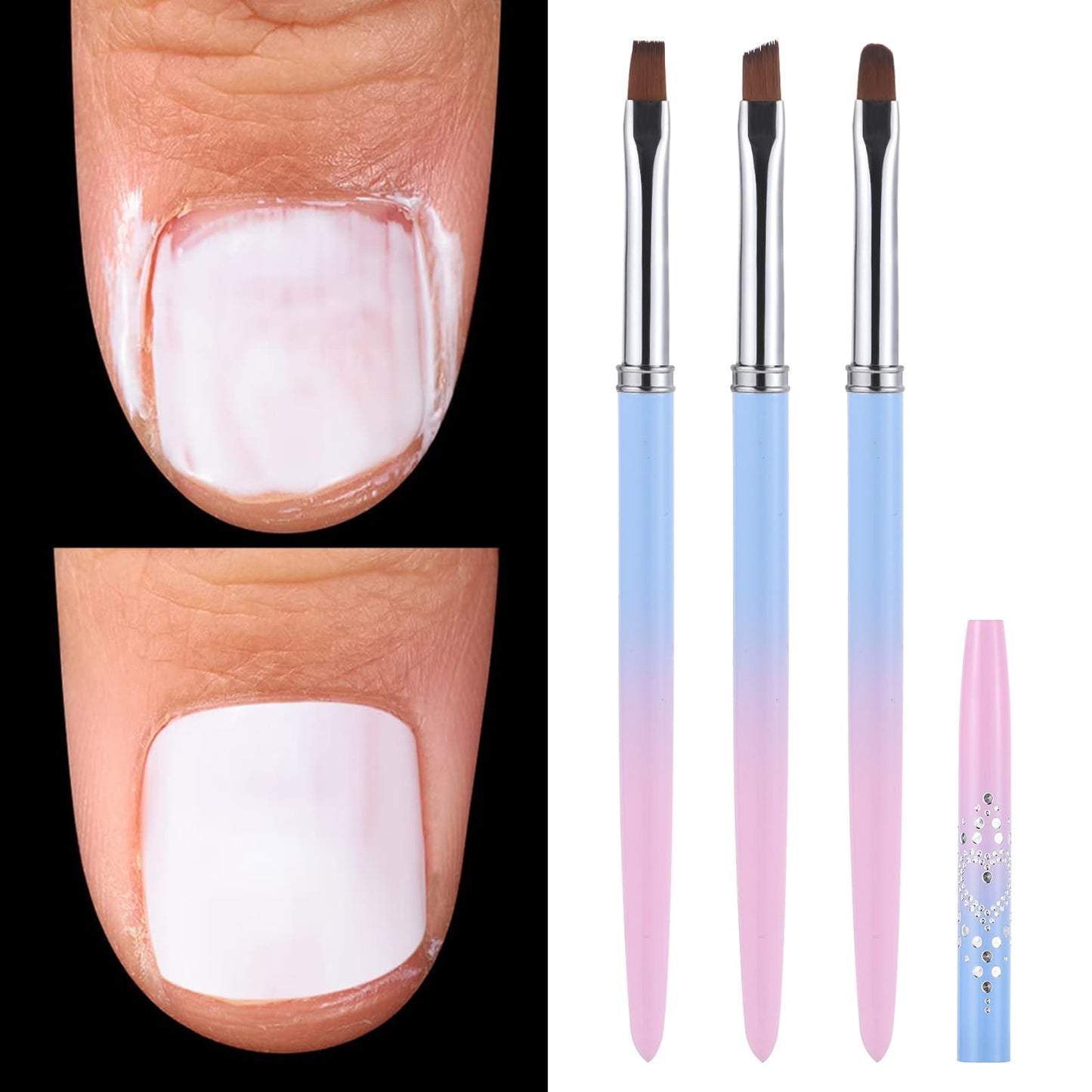 White Smoke INENK for OPI Nail Polish Remover, 3PCS Nail Clean UP Brushes for Cleaning Polish Mistakes on the Cuticles, Acetone Resistant Nail Brush for Nail Art and Designs