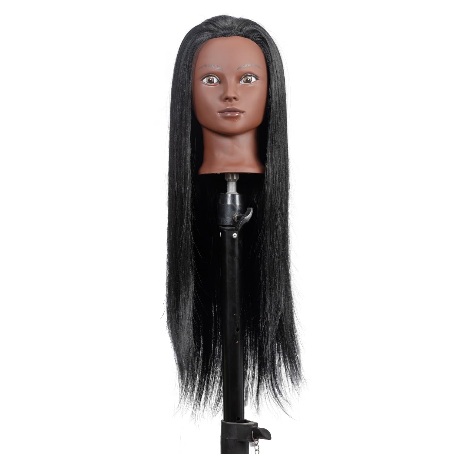 White Smoke Training Head 26"-28'' Mannequin Head Hair Styling Manikin Cosmetology Doll Head Synthetic Fiber Hair Hairdressing Training Model Free Clamp Exquisite Gifts (black)