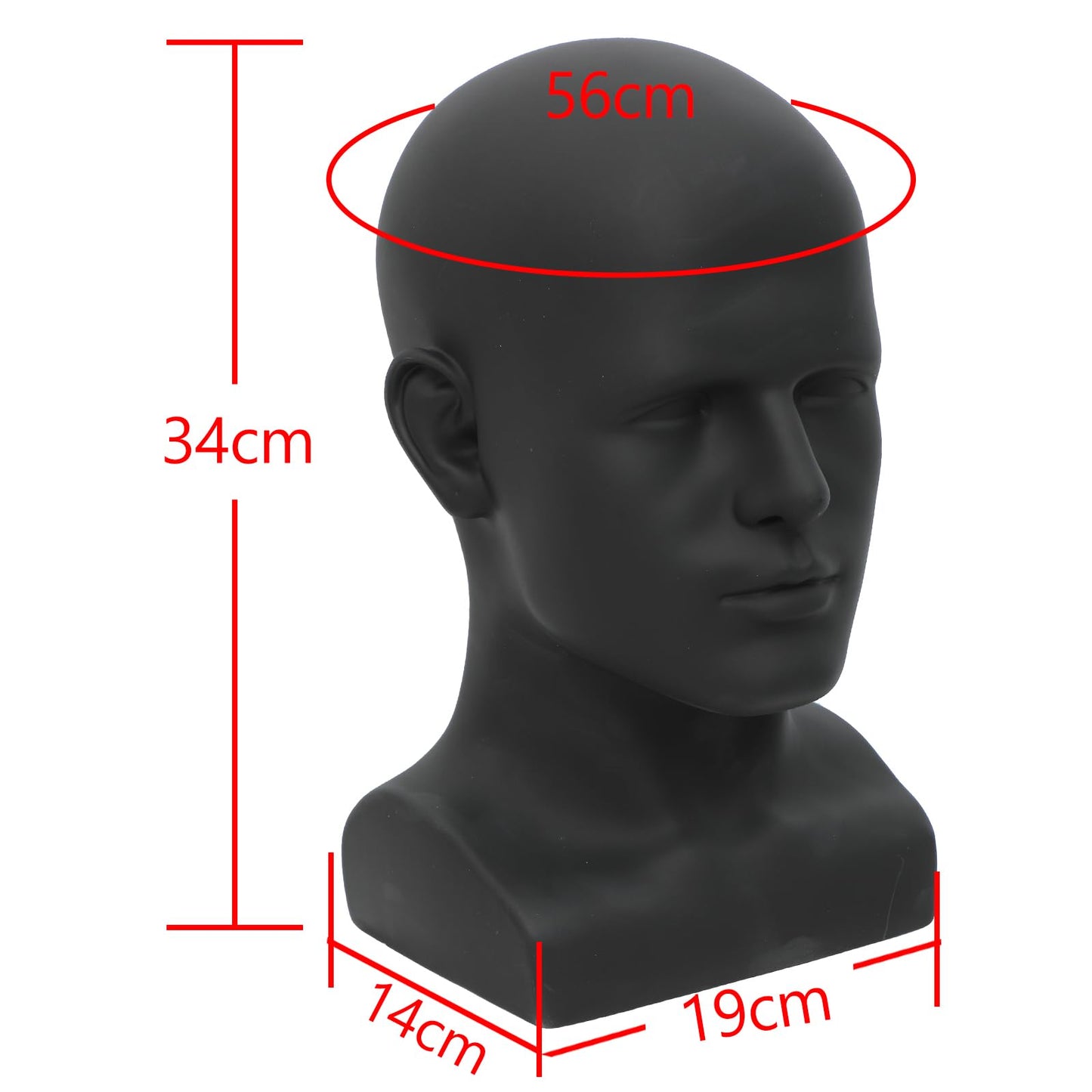 White Smoke AMLUCKS Male Mannequin Head Professional PVC Manikin Head for Display Wigs Hats Headphone Mask Sunglasses Scarf Jewelry Display Stand (Black)
