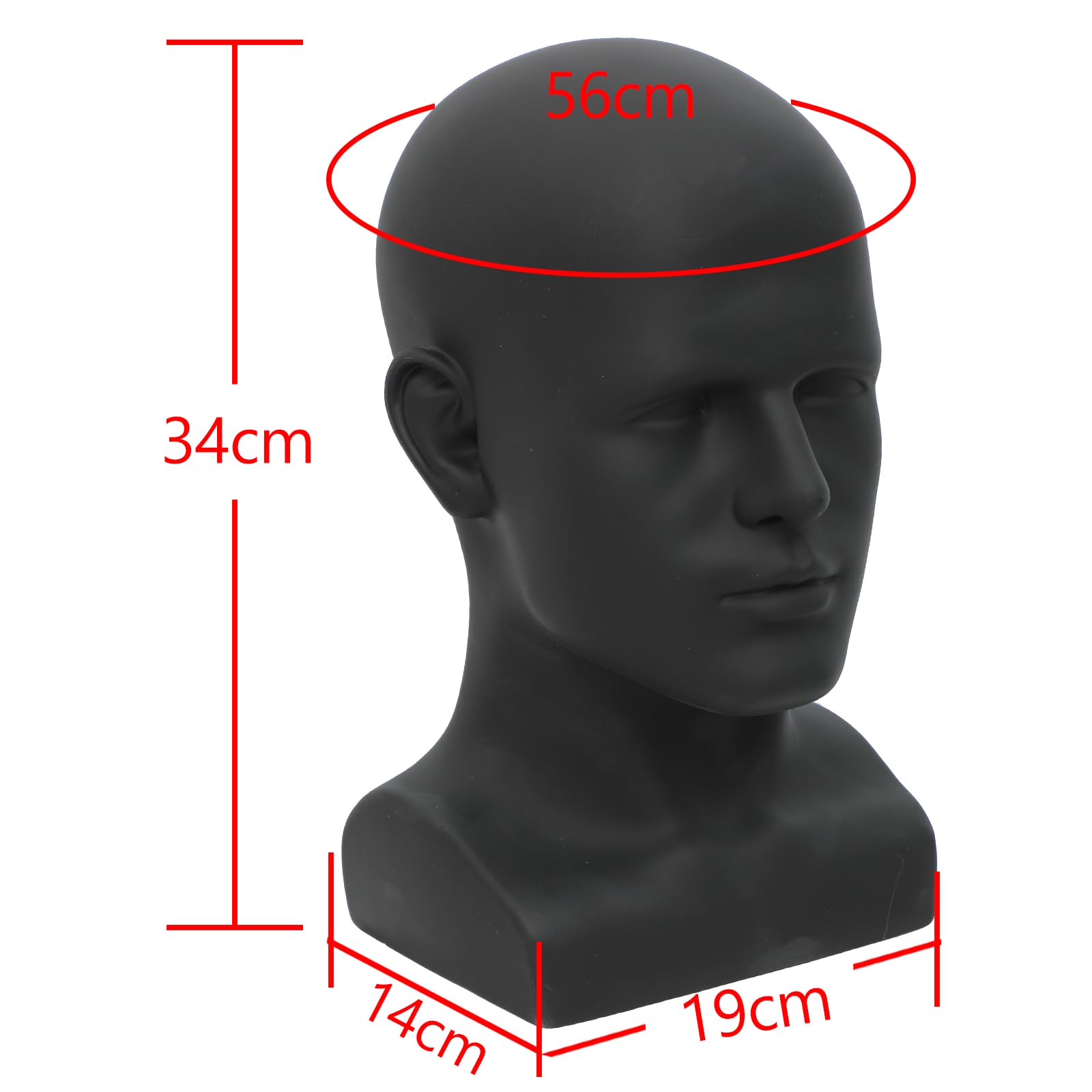 White Smoke AMLUCKS Male Mannequin Head Professional PVC Manikin Head for Display Wigs Hats Headphone Mask Sunglasses Scarf Jewelry Display Stand (Black)