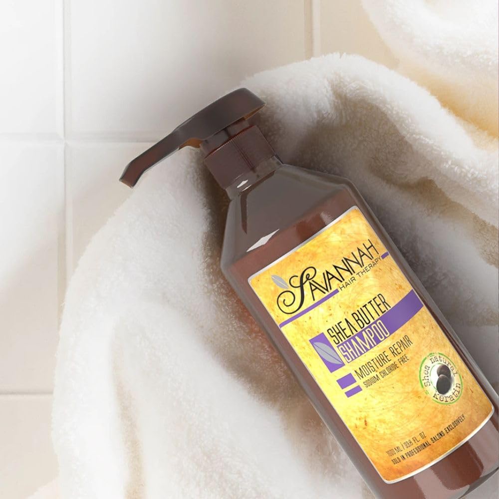 Lavender Savannah Hair Therapy Shampoo with Shea Butter & Keratin – Moisturizing, Sulfate-Free Cleanser for Dry, Damaged or Color-Treated Hair – Professional Salon Formula 500 ml (16.9 oz)