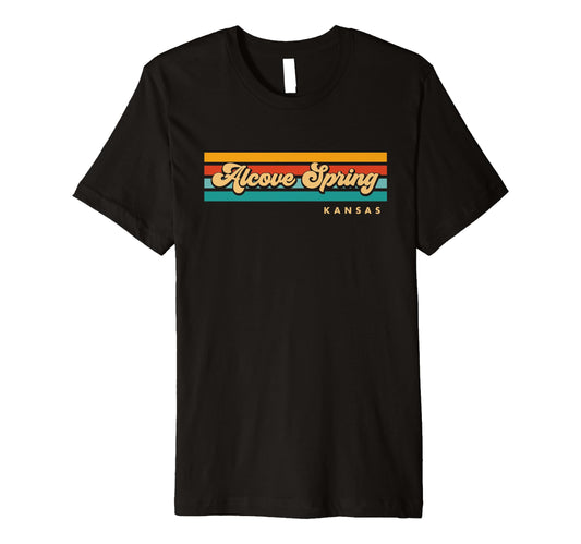 White Smoke Vintage Sunset Stripes Alcove Spring, Kansas Premium T-Shirt