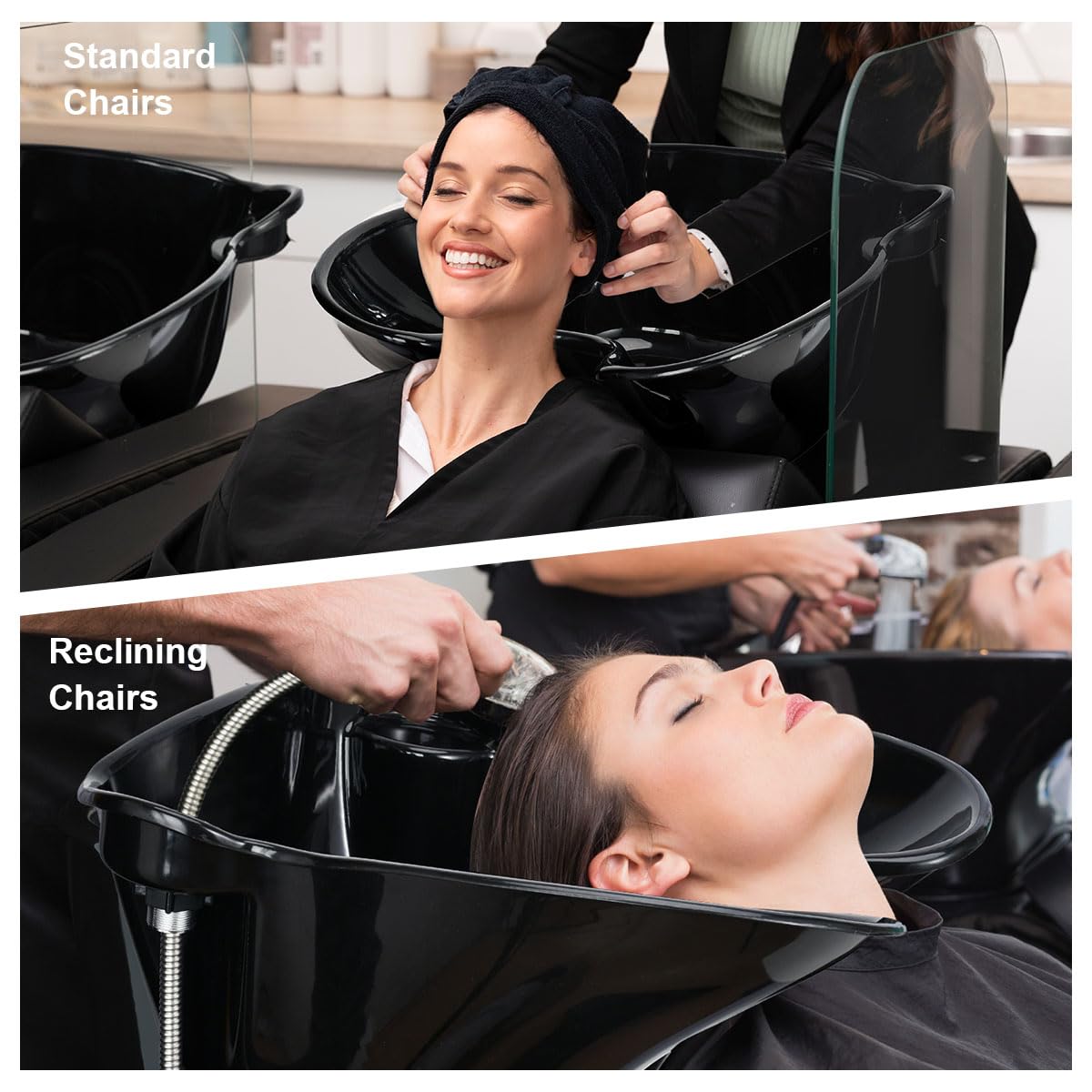 Black johgee Adjustable Portable Shampoo Bowl with Electric Pump,Hair Washing Station Sink with Buckets&Drain Hoses,Portable Wash Bowl for Hairstylist,Portable Salon Sink Hair Wash Basin for Home Barber Use