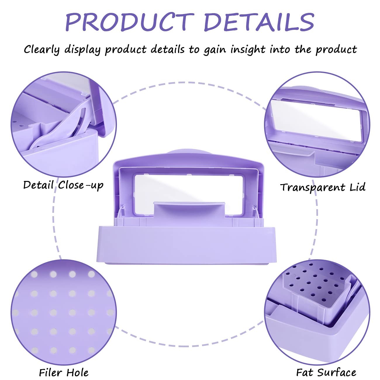 White Smoke Gusnilo Nail Tool Sterilizer Box Disinfectant Jar Plastic Disinfectant Container Suitable for Nail Tools Hair Salons Beauty Centers and Manicure and Nail Equipment(Purple)