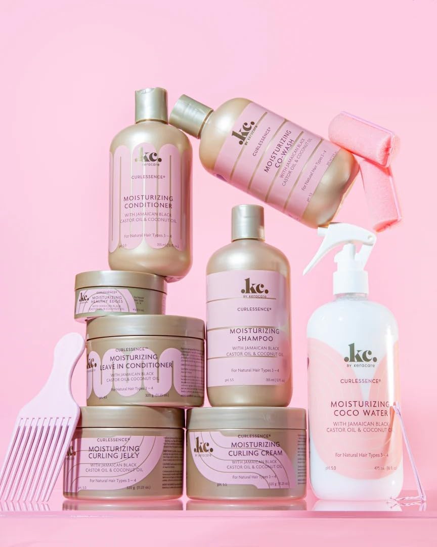 Misty Rose KeraCare CurlEssence Coconut Curling Jelly 11.25 oz - With Jamaican Black Castor Oil & Coconut Oil - Lock in Moisture - For Shiny & Defined Curls