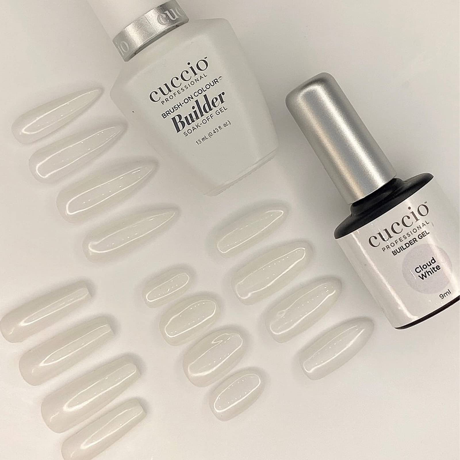 Light Gray Cuccio Pro Brush-On Colour Builder Soak Off Gel - LED and UV Self-Leveling Lightweight Formula - Camouflages Re-Growth and Corrects Uneven Nail Beds - Base Coat - Cloud White - 0.43 oz