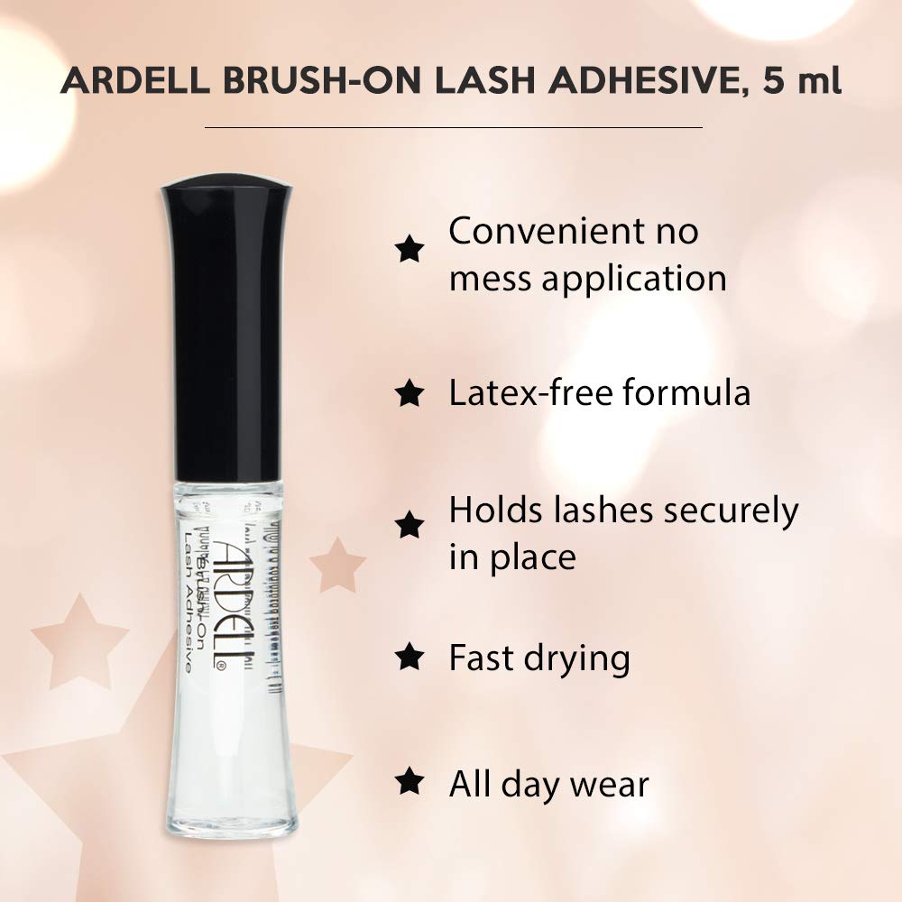 Antique White Ardell Brush On Strip Lash Adhesive, Clear Lash Glue for False Lashes, Waterproof, Latex-Free, 5ml, 4 Pack