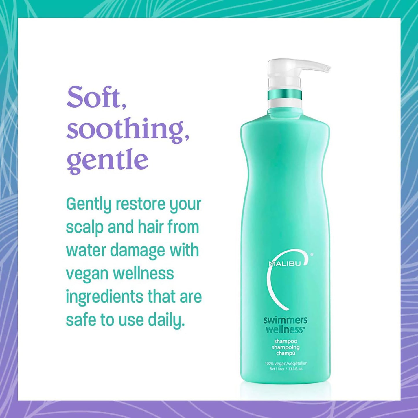 White Smoke Malibu C Swimmers Wellness Clarifying Shampoo for Chlorine & Hair Build Up - Adults & Kids Swim Shampoo to Help Protect Against Pool Element Damage, Retain Moisture, Restore Shine & Texture (33.8oz)