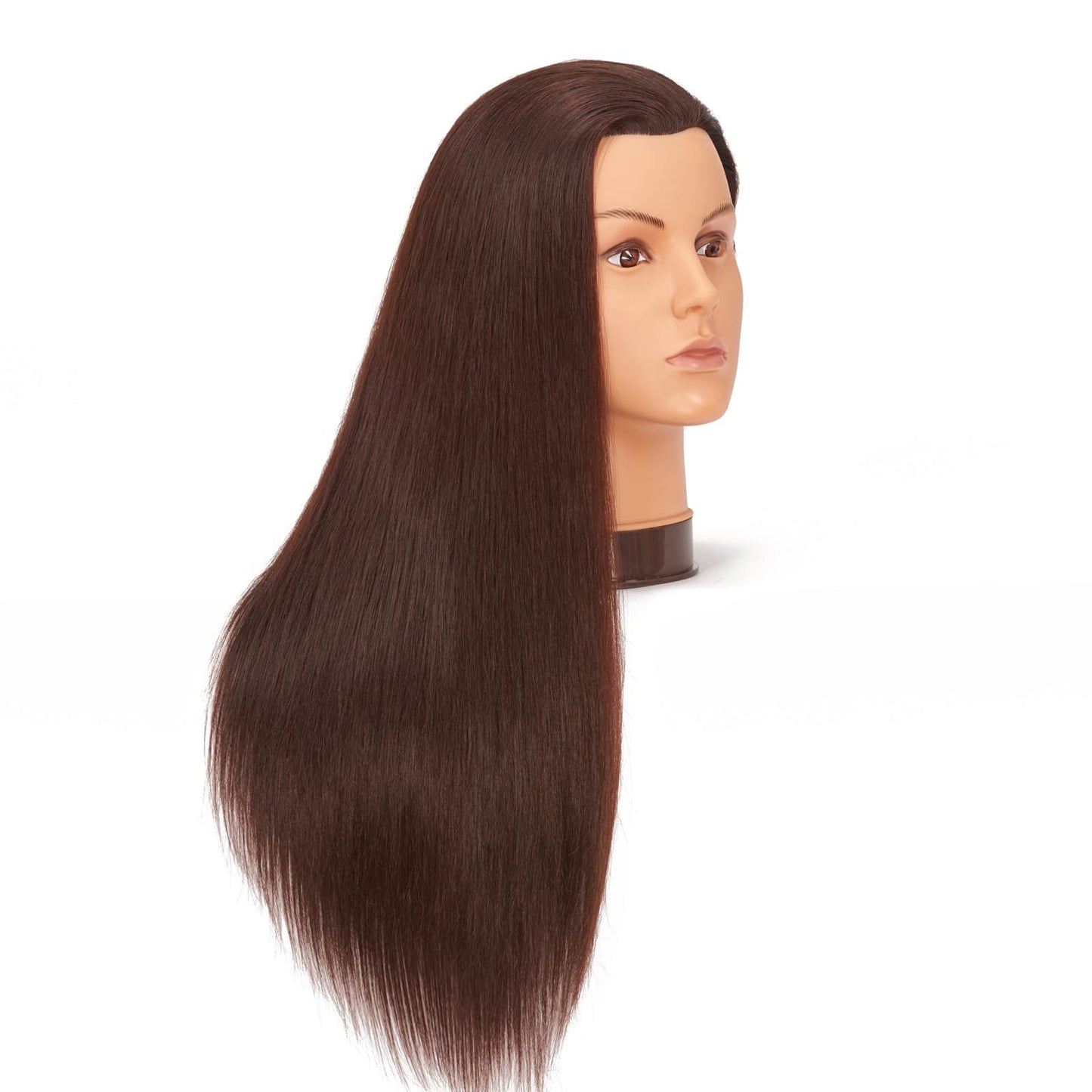White Smoke Hairlink 26-28'' Mannequin Head Yaki Synthetic Fiber Hair Styling Training Head Dolls for Cosmetology Manikin Maniquins Practice Head with Stand (9926LB0420)