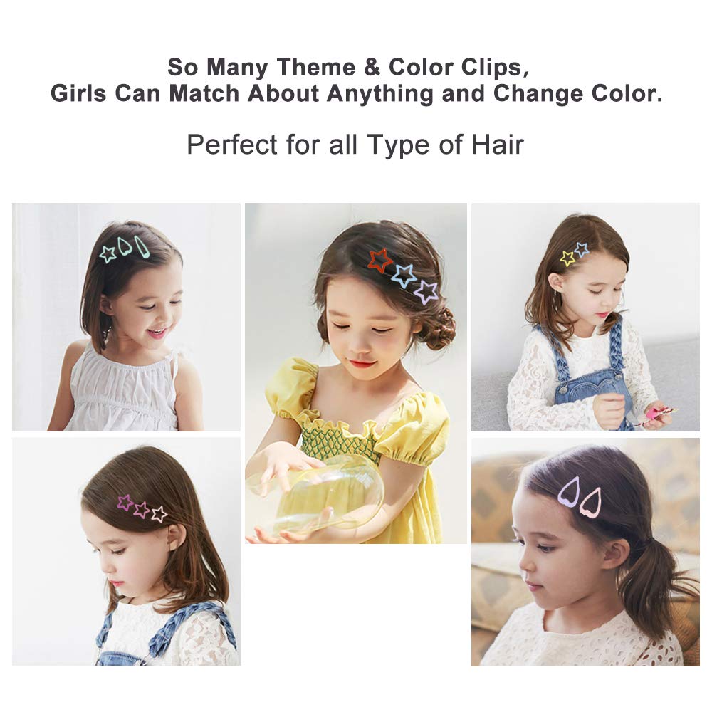 White Smoke KUBOM Candy Color Hair Clips and Non-Slip Metal Snap Hair Accessories for Kids, Girls, Toddlers, and Women -100 PCS