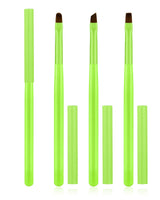 White Smoke 3PCS Nail Polish Clean Up Brush, Round&Falt&Angled Acetone Resistant Nail Brush for OPI Nail Polish Remover, Fingernail Cleaning Brushes at Home Nail Art and Designs(Bright Green)