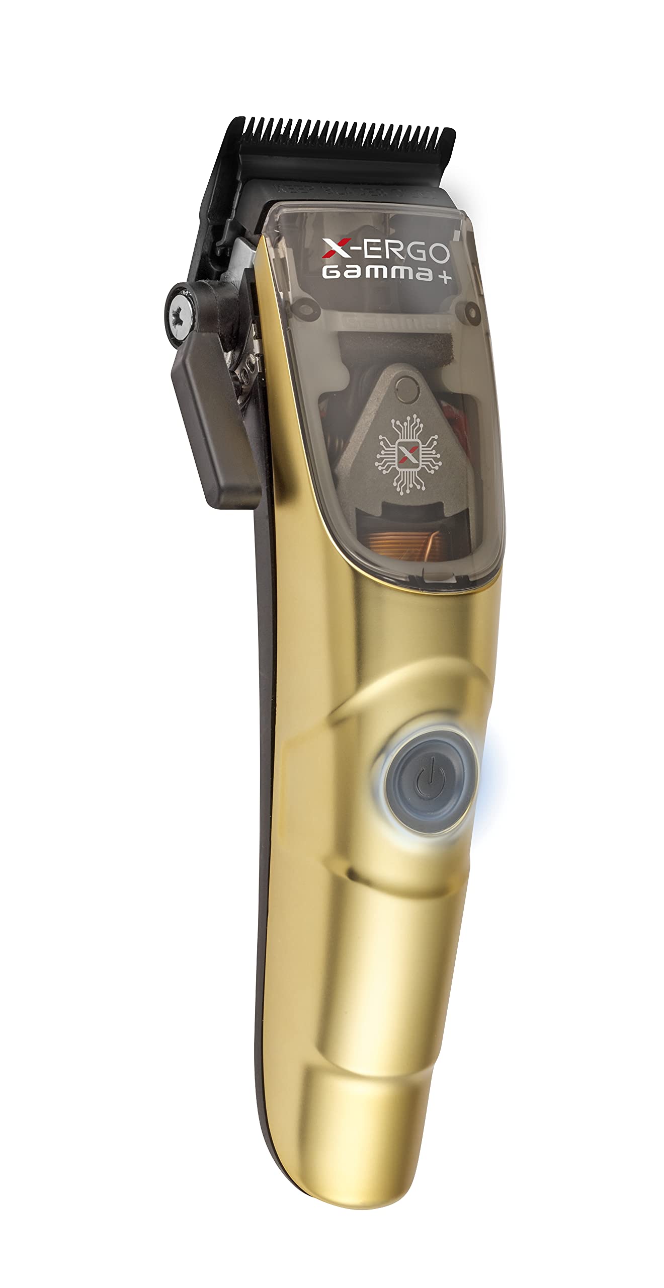 White Smoke GAMMA+ X-Ergo Professional Cordless Hair Clipper 9V Microchipped Magnetic Motor, 3 Custom Lids in Matte Chrome, Gold, Rose Gold