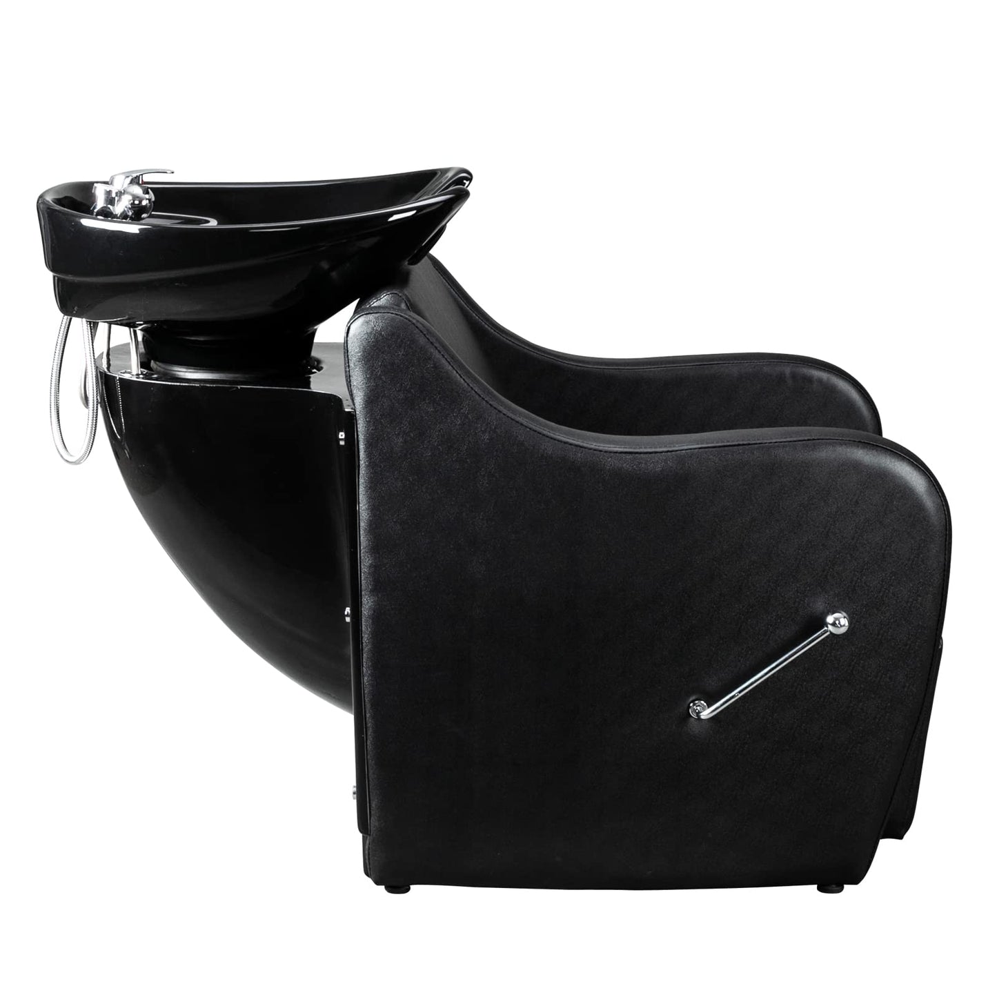 White Smoke OmySalon Backwash Shampoo Unit for Salon, Hair Washing Station with Ceramic Bowl Adjustable Footrest, Chair Sink Barber Shop Beauty Equipment
