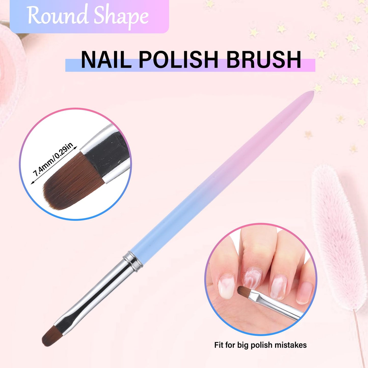Misty Rose INENK for OPI Nail Polish Remover, 3PCS Nail Clean UP Brushes for Cleaning Polish Mistakes on the Cuticles, Acetone Resistant Nail Brush for Nail Art and Designs
