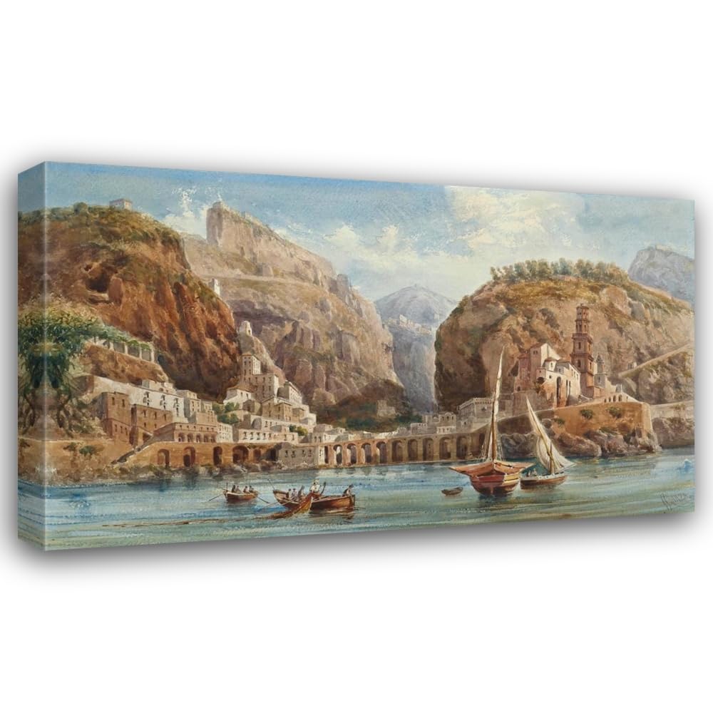 White Smoke ArtDirect Fishing at Atrani on the Amalfi coast Custom Framed Art Print Giclee Print or Canvas Options with Various Sizes and Customization by Giovanni Lanza