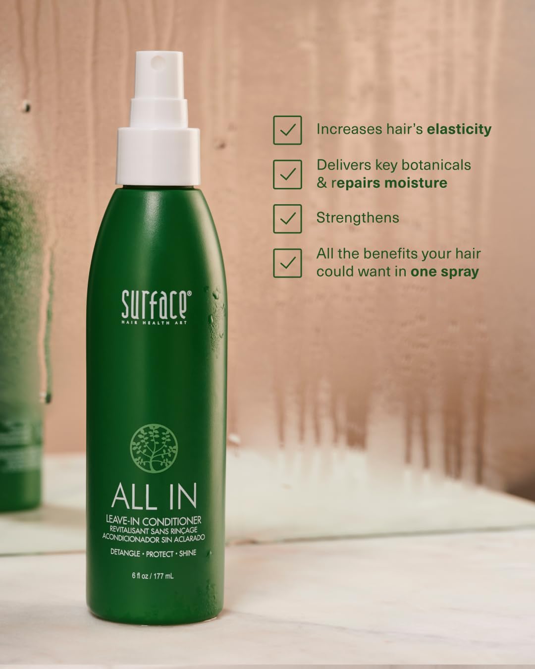 Tan SURFACE Hair ALL IN Leave In Conditioner - Detangles, Controls Frizz & Strengthens for All Hair Types- 6 fl oz