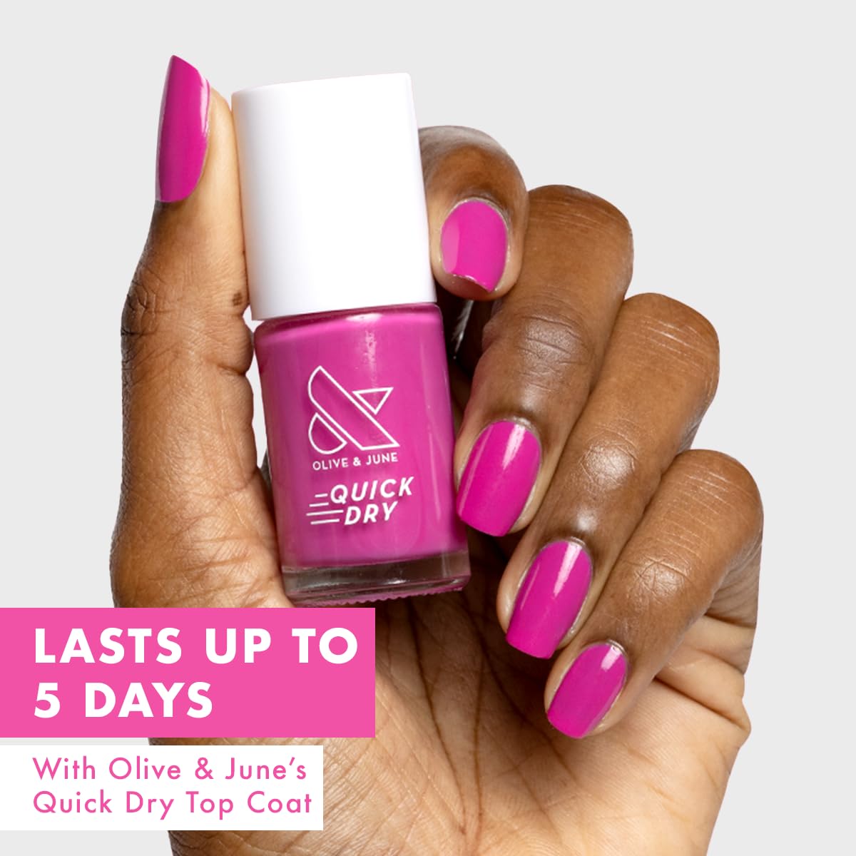 Lavender Olive & June Quick Dry Nail Polish | Spring Pastel Nails | Instant Fast-Drying Smudgeproof | 15-free Vegan Cruelty-Free | Lasts up to 5 Days | Salon-Quality Manicure Pedicure | Wildest Magenta Purple