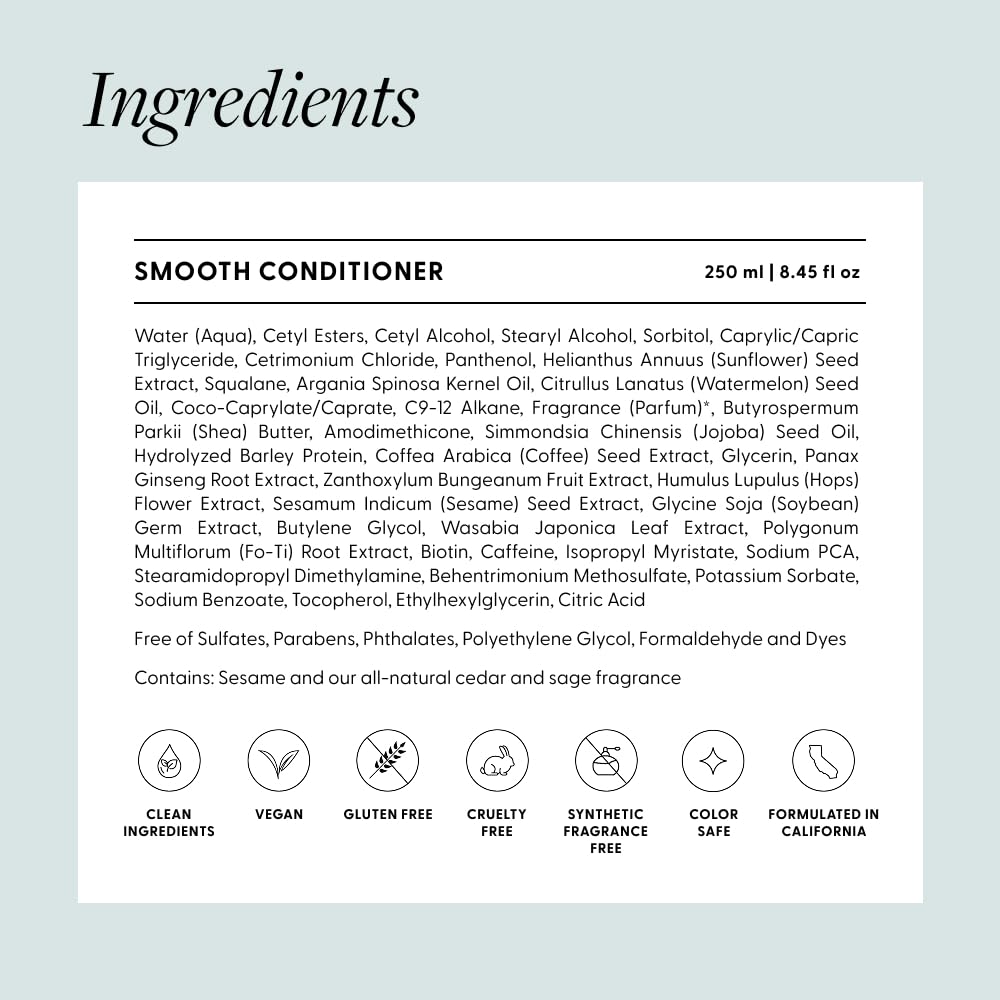 White Smoke Arey Smooth Conditioner | Reduce Signs of Aging Hair | Retains Moisture & Promotes Smoothness for Fine to Medium Hair | Pair with Wash Shampoo | Vegan, Gluten-Free, & Cruelty-Free (8.45 Fl Oz)