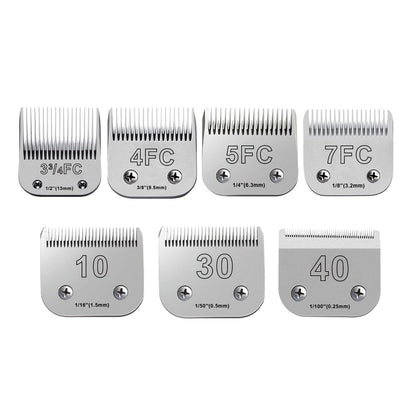 White Smoke 7PCS Dog Grooming Blades Compatible with Andis Dog Clippers,Dog Clipper Blades Compatible with Oster A5,Wahl km10 Dog Clippers for Animal Dog Cat Horse,Stainless-Steel Blade Sharp