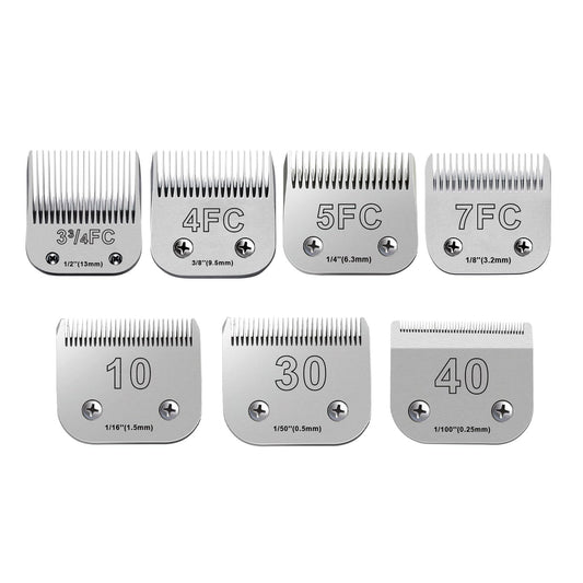 White Smoke 7PCS Dog Grooming Blades Compatible with Andis Dog Clippers,Dog Clipper Blades Compatible with Oster A5,Wahl km10 Dog Clippers for Animal Dog Cat Horse,Stainless-Steel Blade Sharp