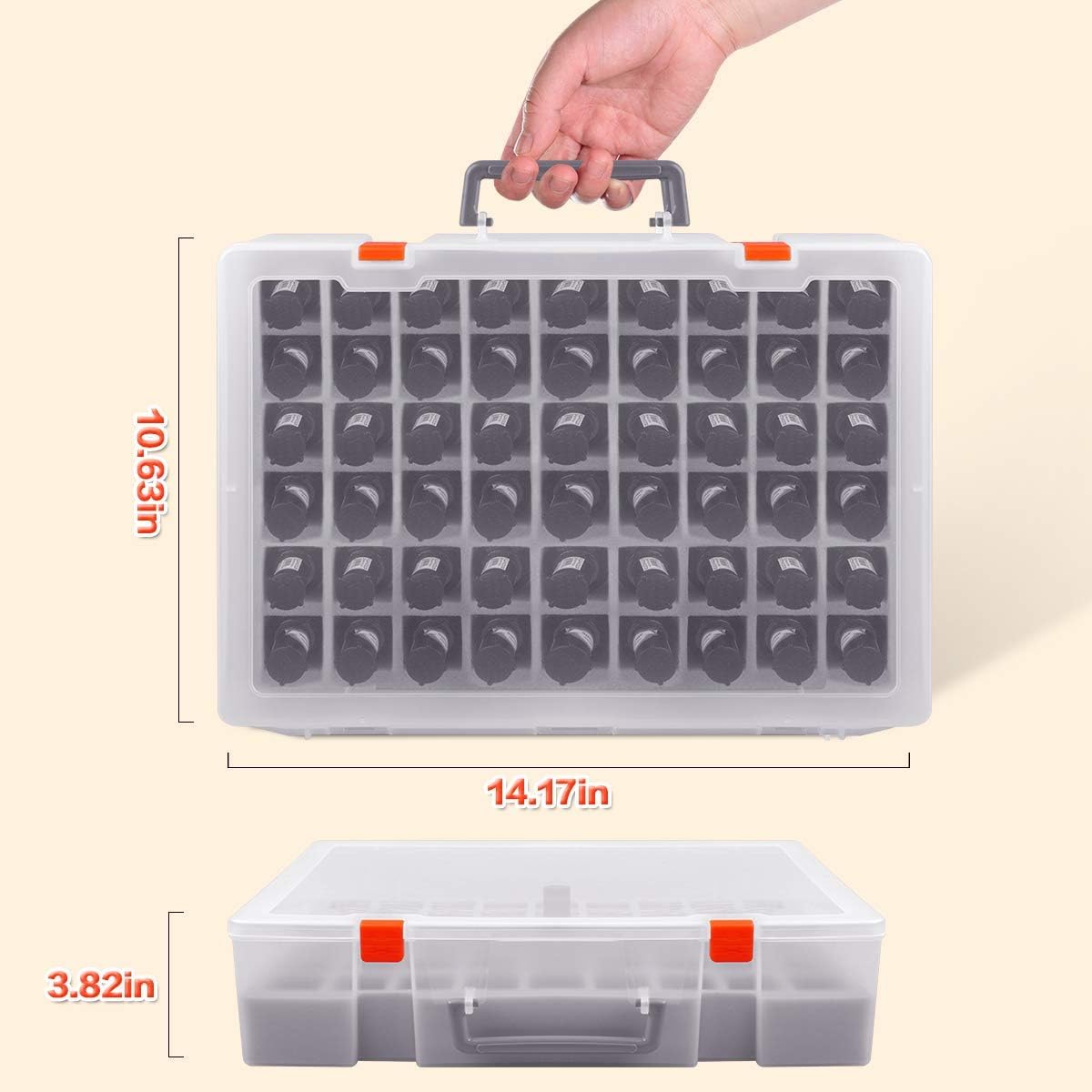 Beige ALCYON 54-Bottle Nail Polish Organizer Case - Professional Clear Storage Box with Shockproof Sponge Foam - Secure Travel Bag for Beetles, for Essie - Prevents Glass Breakage Organized (Grey, For 54)