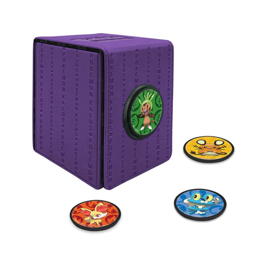 White Smoke Ultra Pro - Pokemon Alcove Click Kalos: Store 100 Double-Sleeved Cards with 4 Themed Badges of Fennekin, Froakie, Chespin, and Dedenne. Customize with 1.5 in. Diameter Badges for a Unique Touch
