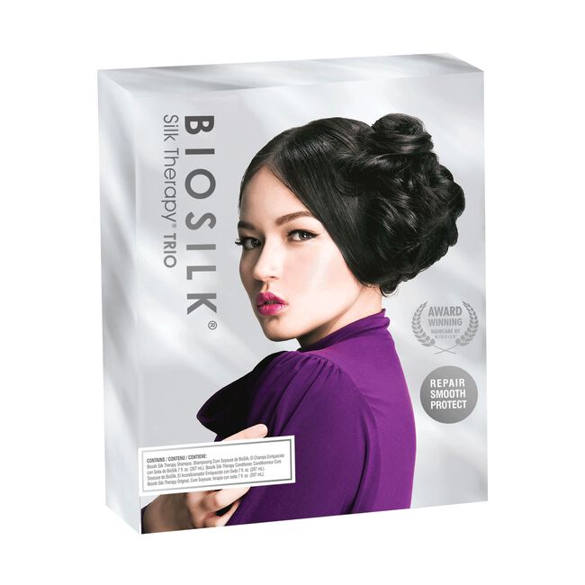 Light Gray BioSilk Biosilk Silk Therapy Shampoo, Conditioner, Treatment