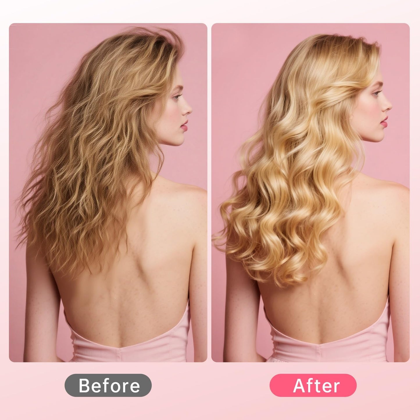 Misty Rose Hahahope Professional 2 Inch Curling Iron with Clamp - Large Barrel Curling Wand for Long Hair, Dual Voltage, Adjustable Heat Settings, Lightweight Design Rose Gold