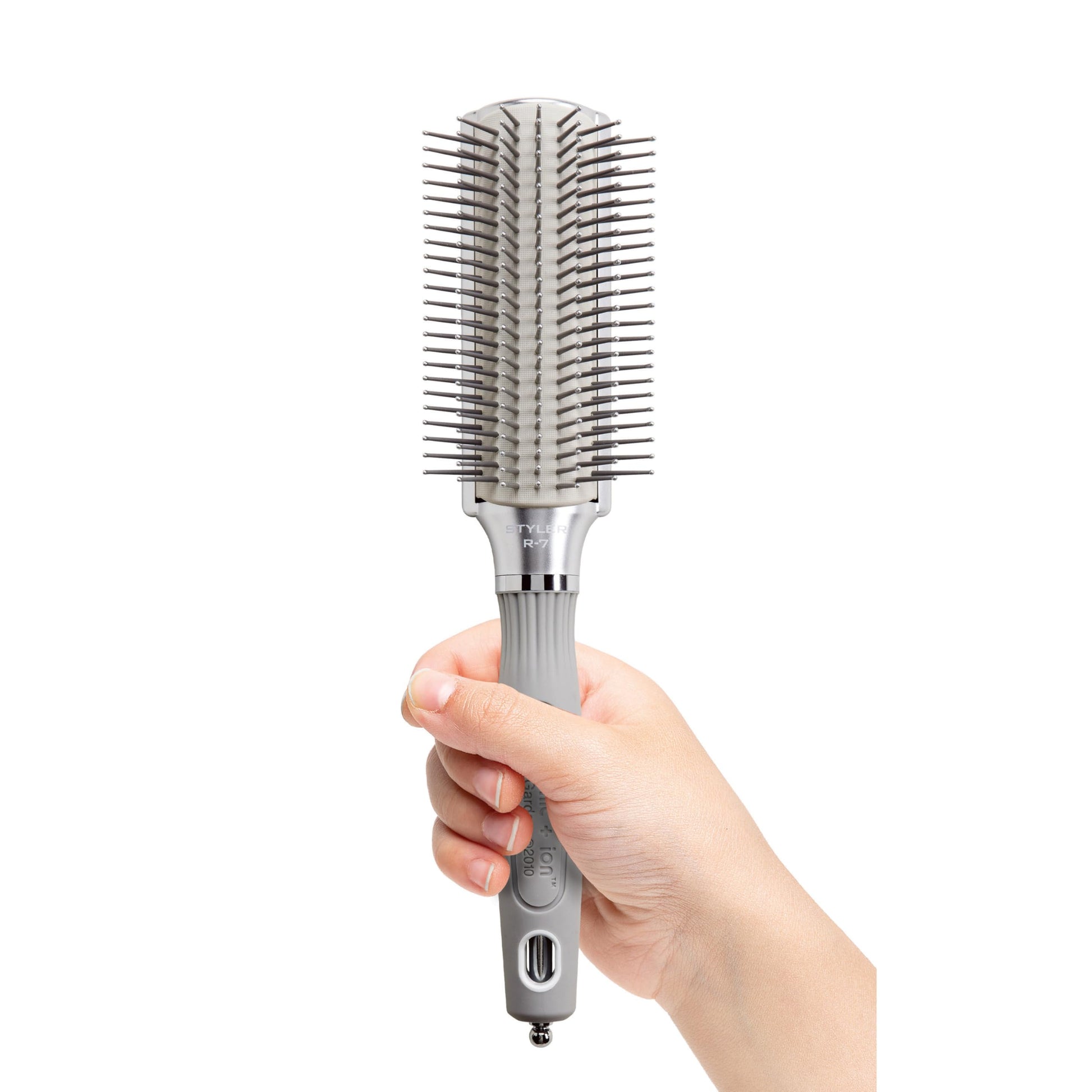 White Smoke Olivia Garden Ceramic + Ion XL Pro Hair Brush - Paddle Brush for All Hair Types - Smooths and Adds Shine, 7-Row Styler, Silver