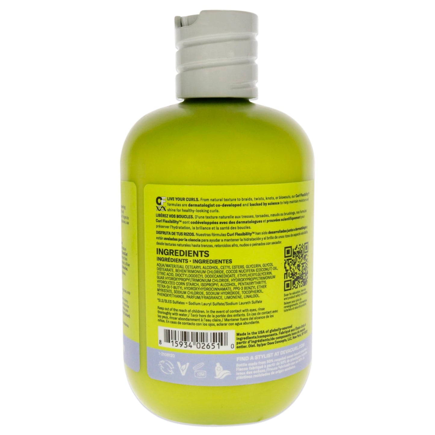 White Smoke DevaCurl One Condition Original Rich Cream Conditioner, Soft Lemongrass, 12 fl. oz.