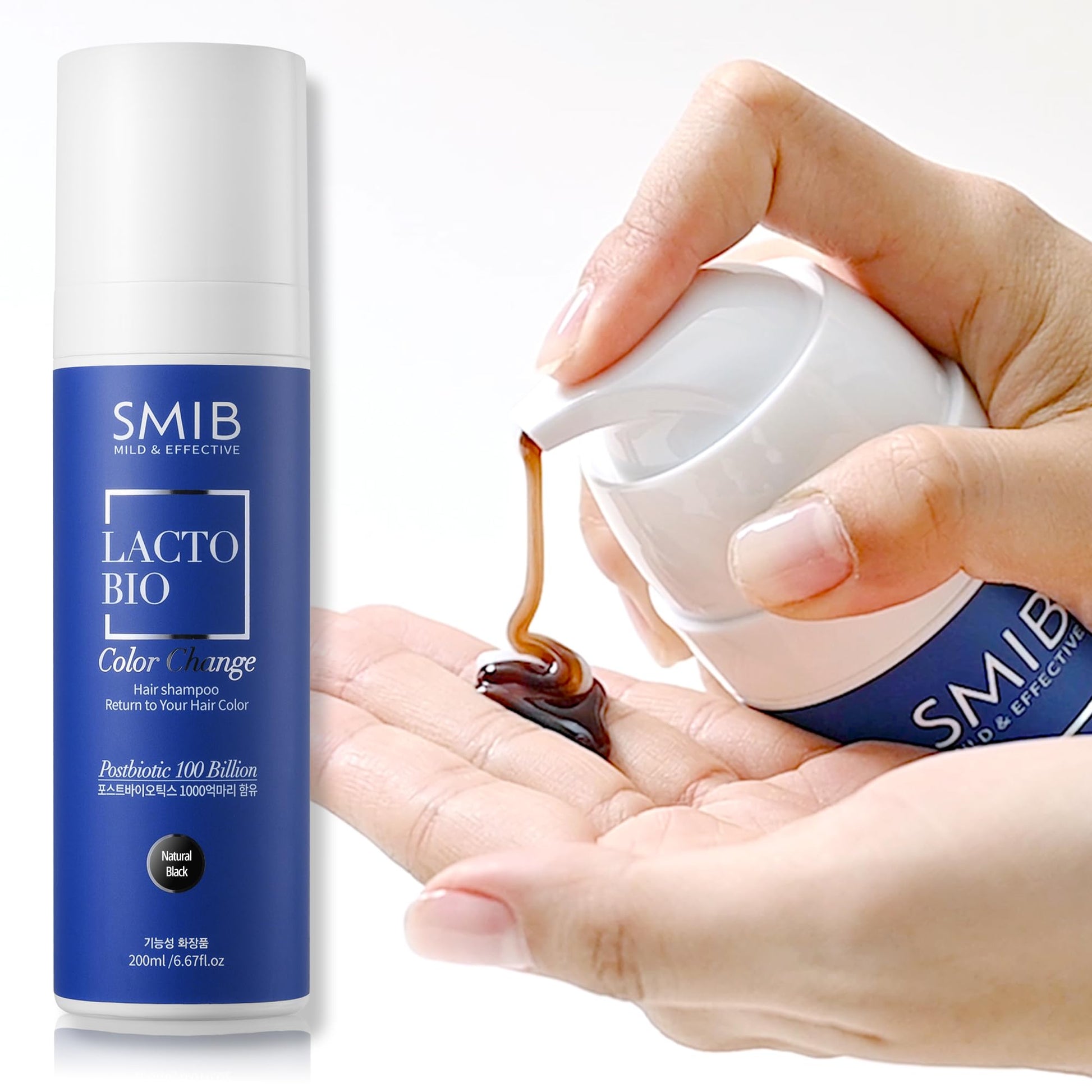 White Smoke SMIB Natural Black Hair Dye Shampoo + Lactobio Scalp Vinegar Set – Gradual Gray Coverage & Deep Scalp Detox, Korean Hair Care for Men & Women
