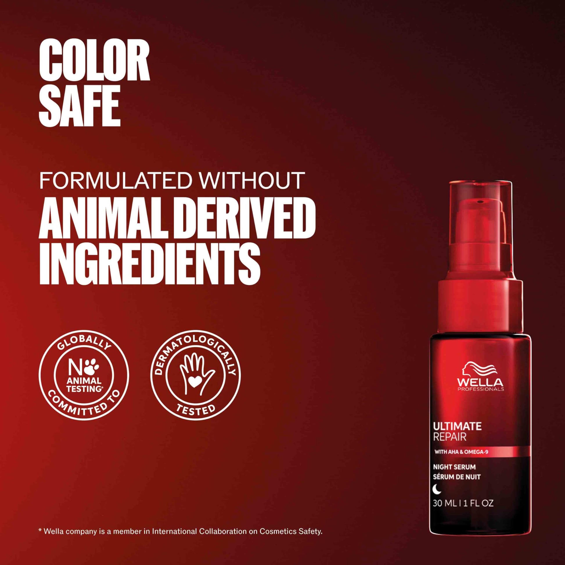 Dark Red Wella Professionals ULTIMATE REPAIR Night Hair Serum | Protection Against Night Stressors for All Hair Types | 1 Fl Oz - Packaging May Vary