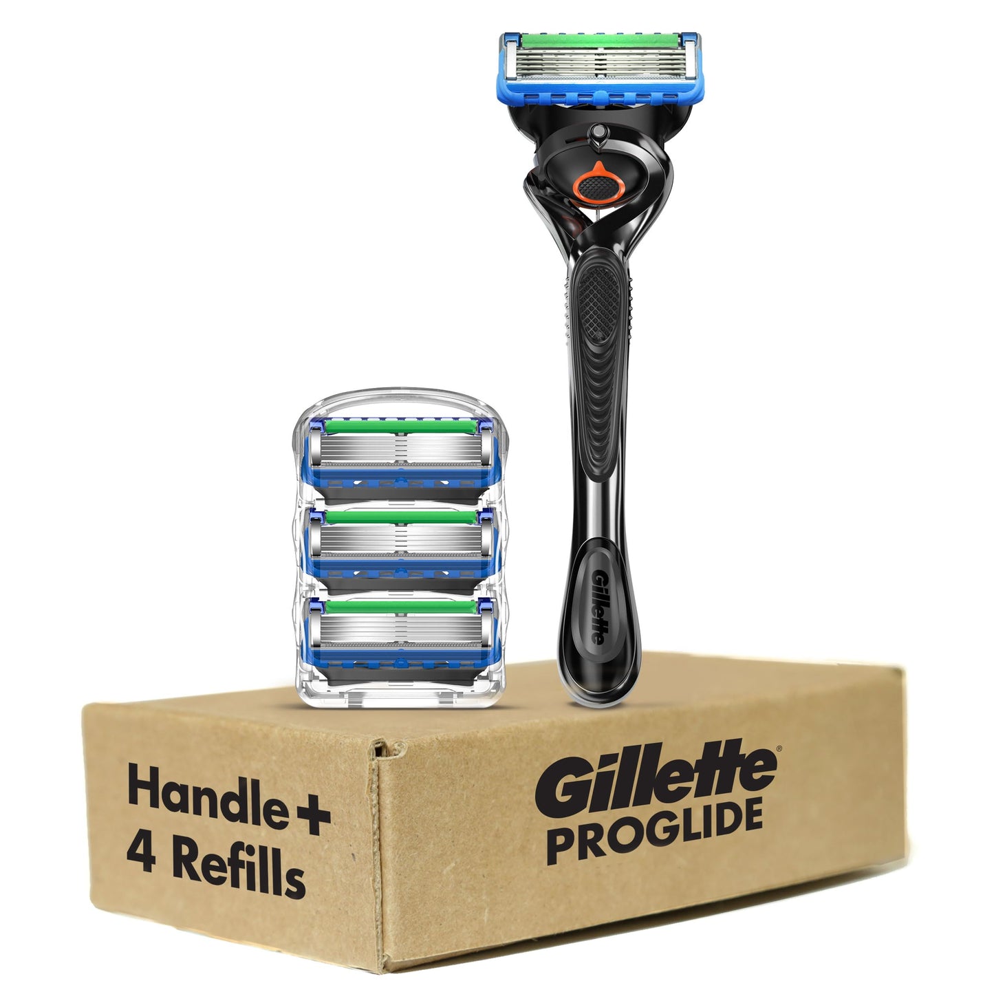 White Smoke Gillette Fusion ProGlide Shaving Razor for Men, 1 Handle + 4 Blade Refills