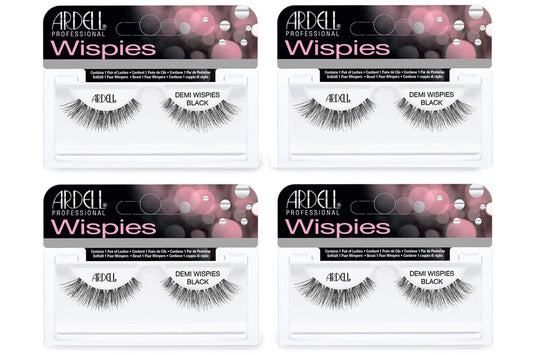 White Smoke Ardell False Eyelashes Demi Wispies - Black, Seamless Feathered Strip, Natural Look Wispy Lashes for Everyday Wear, 4 Pairs
