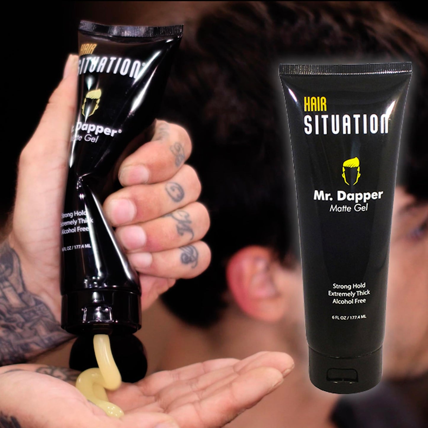 Black Hair Situation Mr. Dapper Matte Look Strong Hold Styling Hair Gel for Men, Anti-Humidity Shield, Anti-Frizz and Fly Away, Alcohol-Free, No Flake Formula Made with Vitamins to Strengthen Hair, 6 Fl Oz