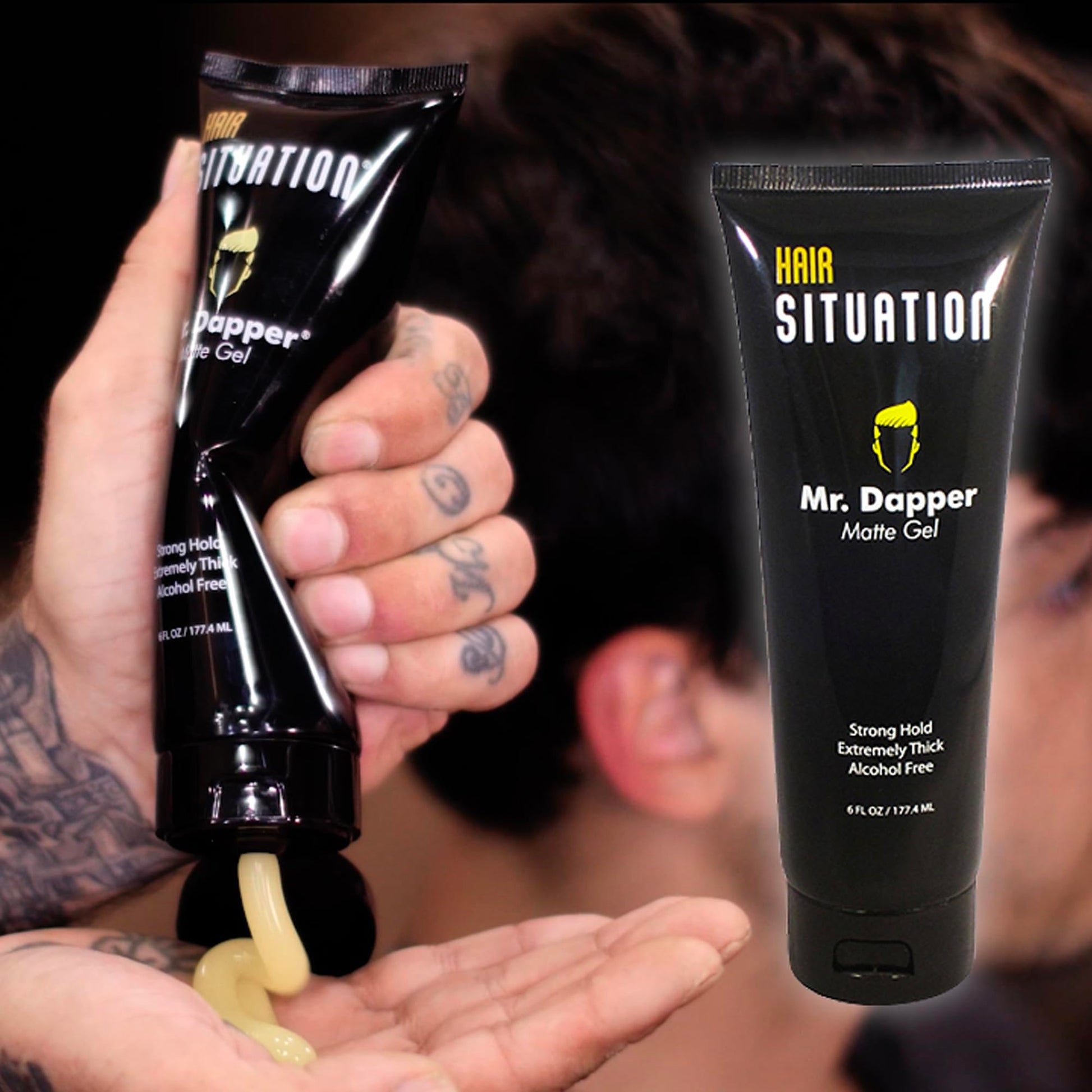 Black Hair Situation Mr. Dapper Matte Look Strong Hold Styling Hair Gel for Men, Anti-Humidity Shield, Anti-Frizz and Fly Away, Alcohol-Free, No Flake Formula Made with Vitamins to Strengthen Hair, 6 Fl Oz