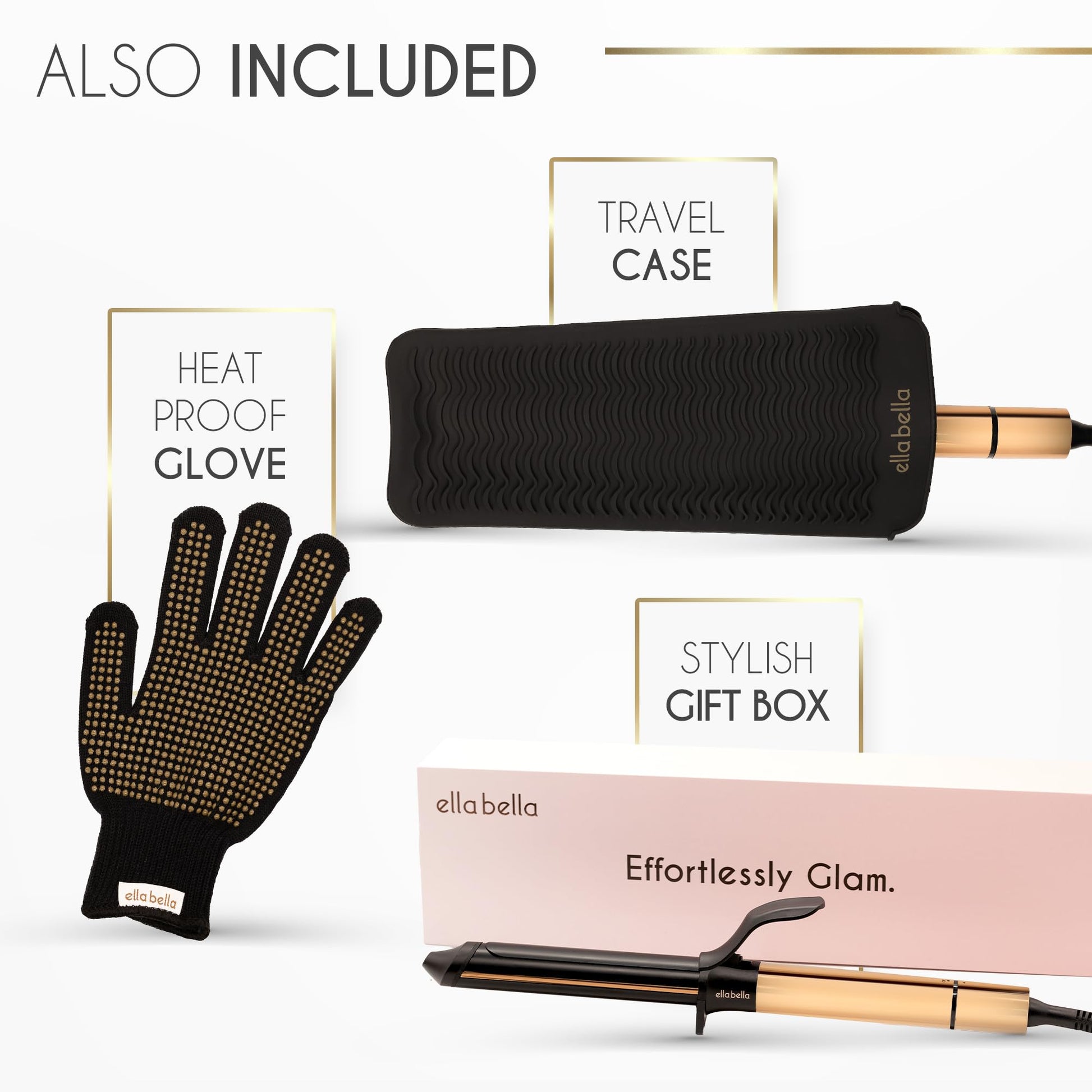 White Smoke ELLA BELLA® Curling Iron 1 Inch • Professional Hair Curler • Curling Wand • Ceramic Curling Irons • Transform Your Look in Seconds • Suitable for All Hair Types • Say Goodbye to Heat Damage