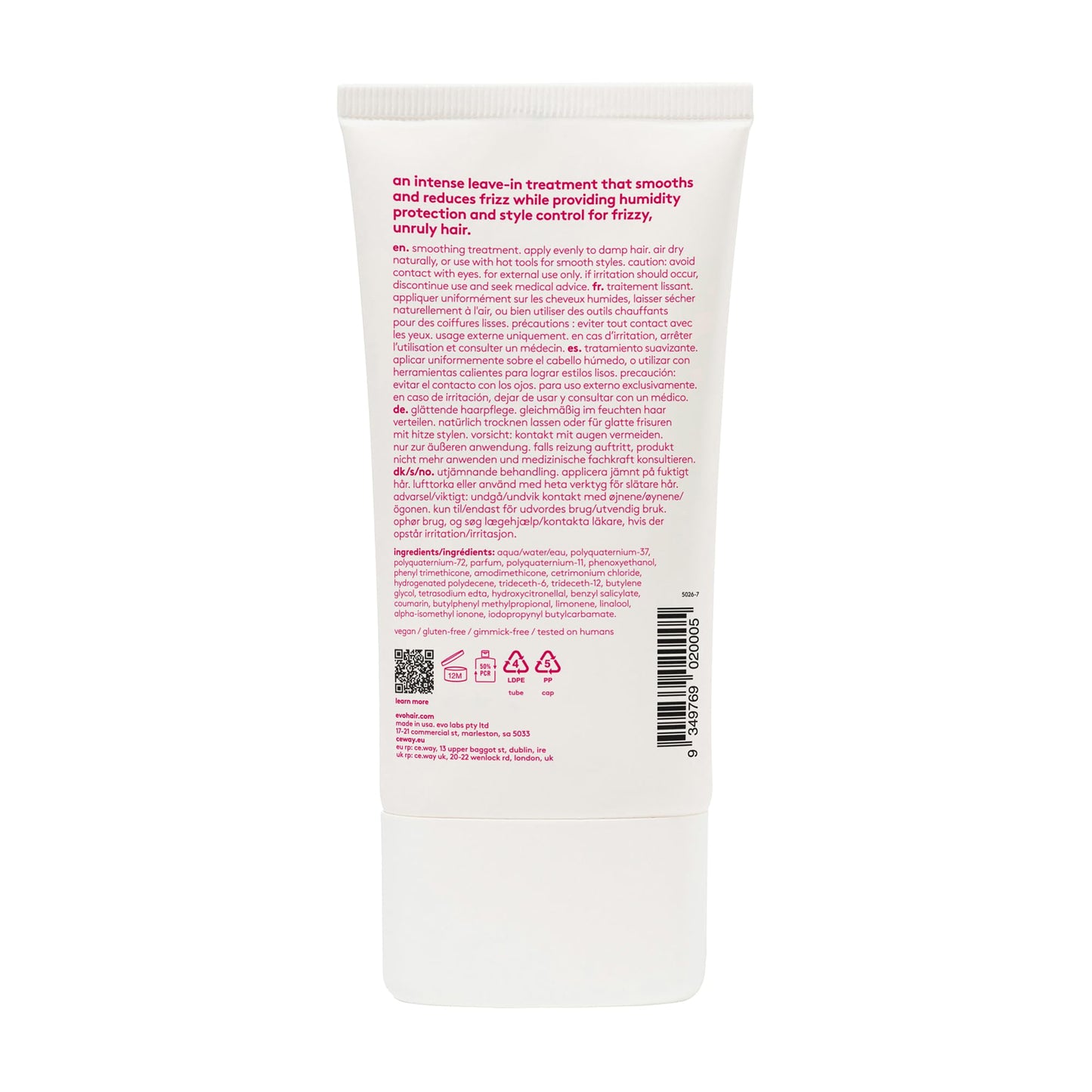 Lavender Evo Lockdown Leave-In Smoothing Treatment for Frizzy & Color-Treated Hair - Anti-Frizz, Humidity Control & Detangler - 5.1 fl oz