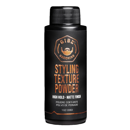 Black GIBS Grooming - Styling Texture Powder for Men and Women - High Hold - Matte Finish - All Hair Types - Texture, Volume, Grip - Silica - Sandalwood - Hair Styling Products - Travel Size - 1 oz (30g)