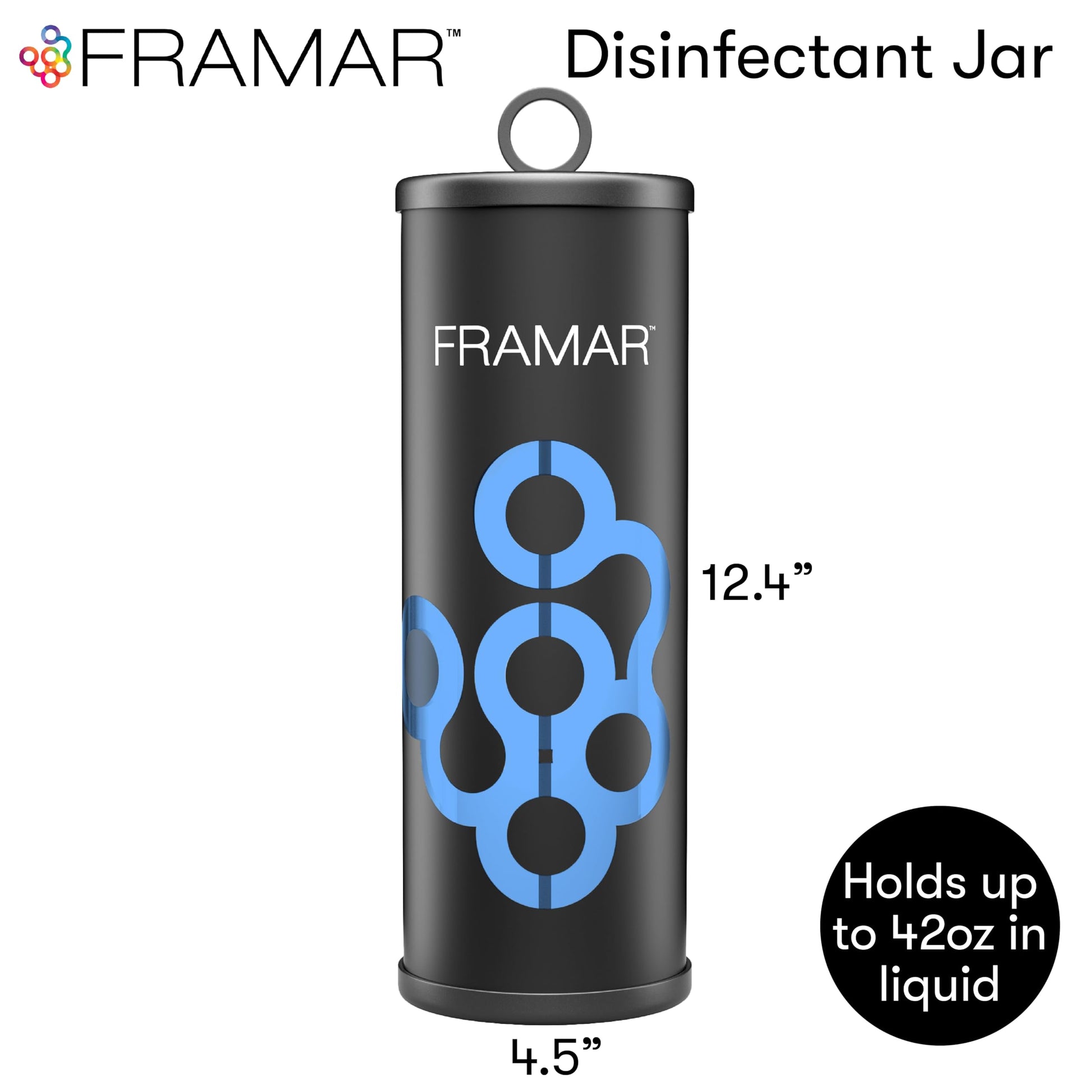 White Smoke FRAMAR Disinfectant Jar For Salon - Hair Disinfectant Liquid, Salon Disinfectant Jar, Barber Accessories, Barber Cleaning Supplies, Salon Accessories, Aesthetic Design, Non Slip Base – Matte