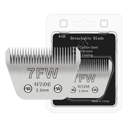 White Smoke Newbulu 7FW Dog Grooming Wide Blade,Detachable Pet Dog Grooming Blades,Compatible with Andis,Oster A5,Wahl km10 Clippers.Cutting Length 1/8 in(3.2mm)