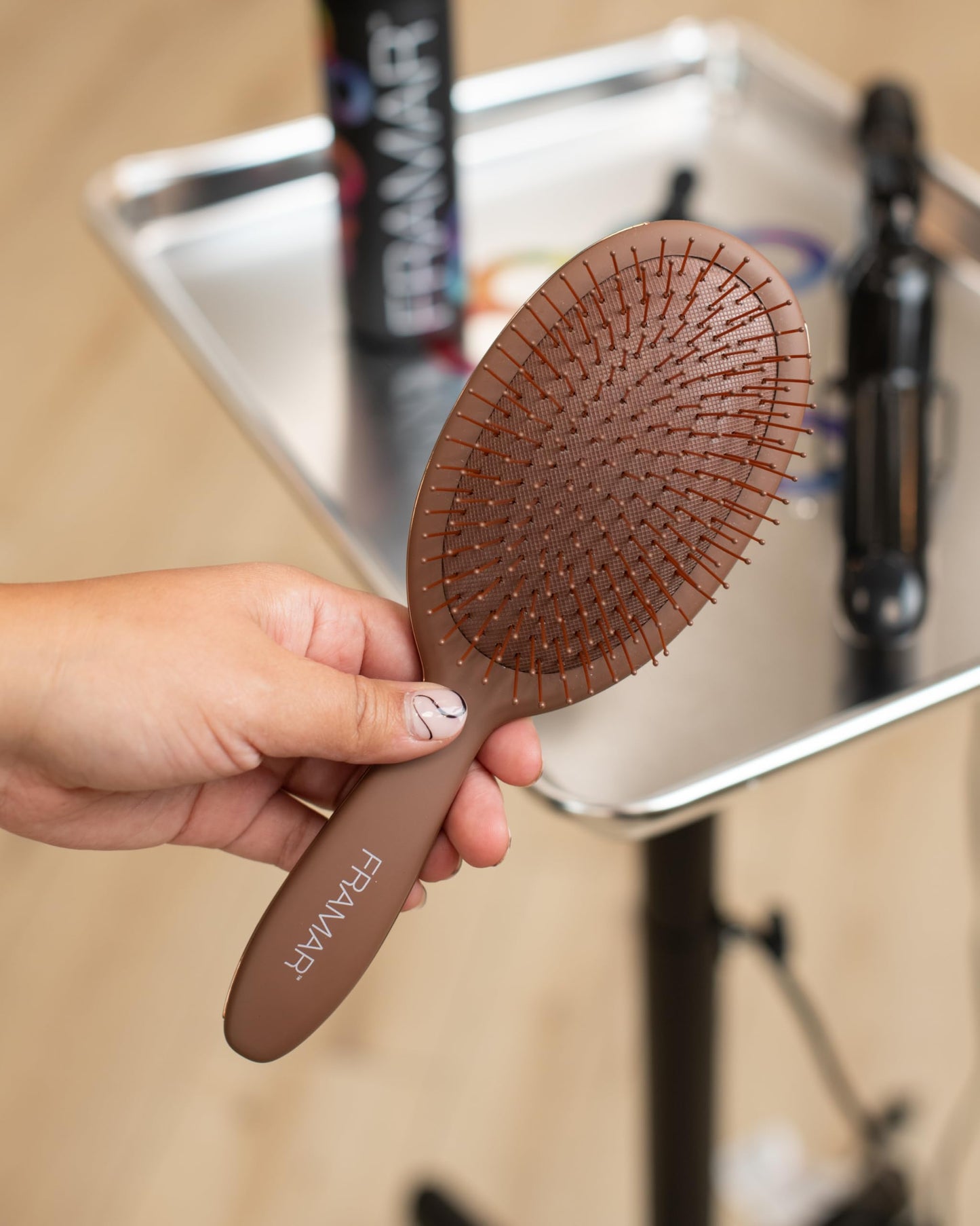 Tan FRAMAR Chocolate Hair Brush Detangler – Wet Hair Brushes For Women, Womens Hair Brush, Hair Accessories, Hairbrush For Women, Cepillos Para Cabello, Reduces Breakage – Detangle Brush