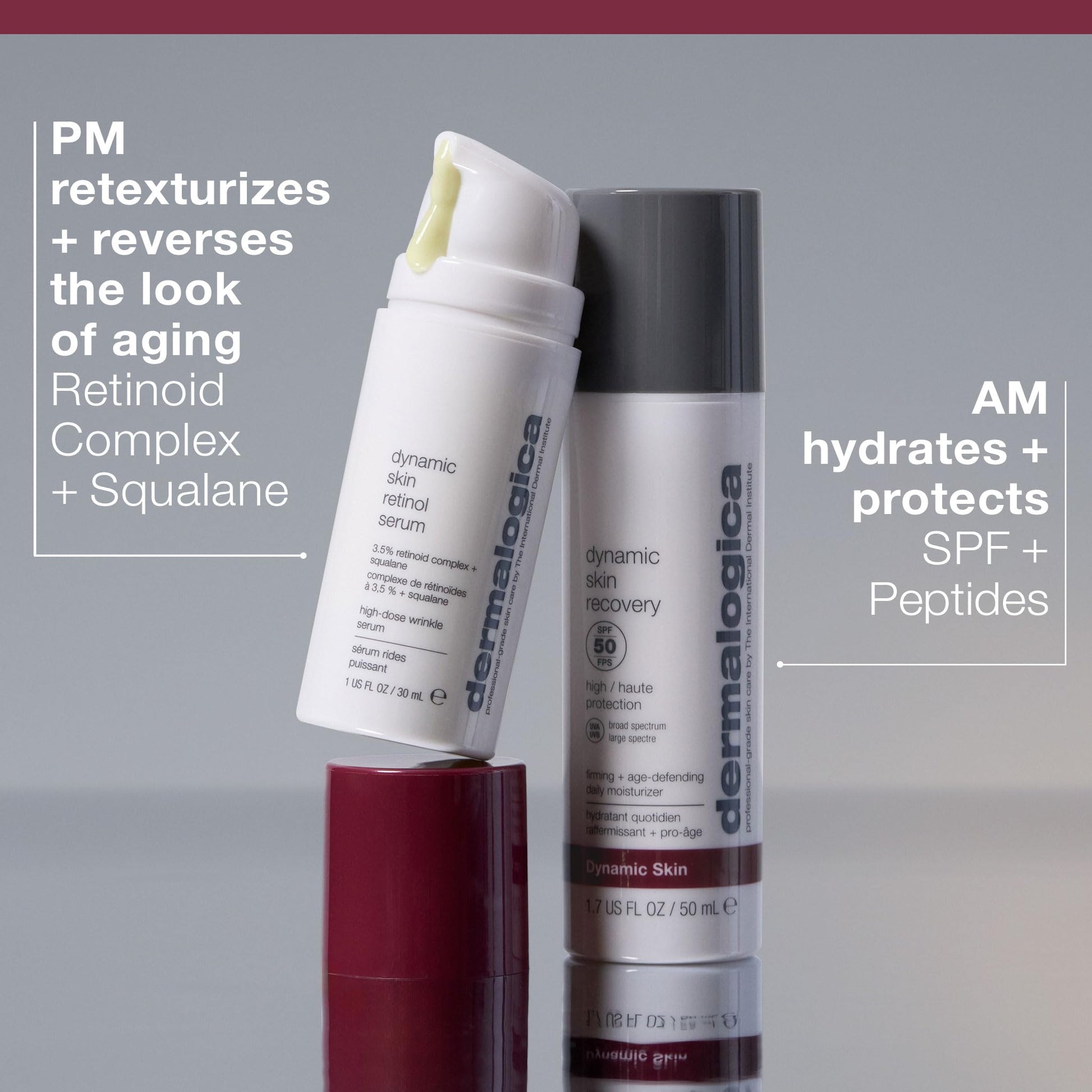 Dark Gray Dermalogica Dynamic Skin Retinol Facial Serum with Multi-Retinoid Complex, Skin Retexturizing and Improving Skin Health, 0.34 lf oz