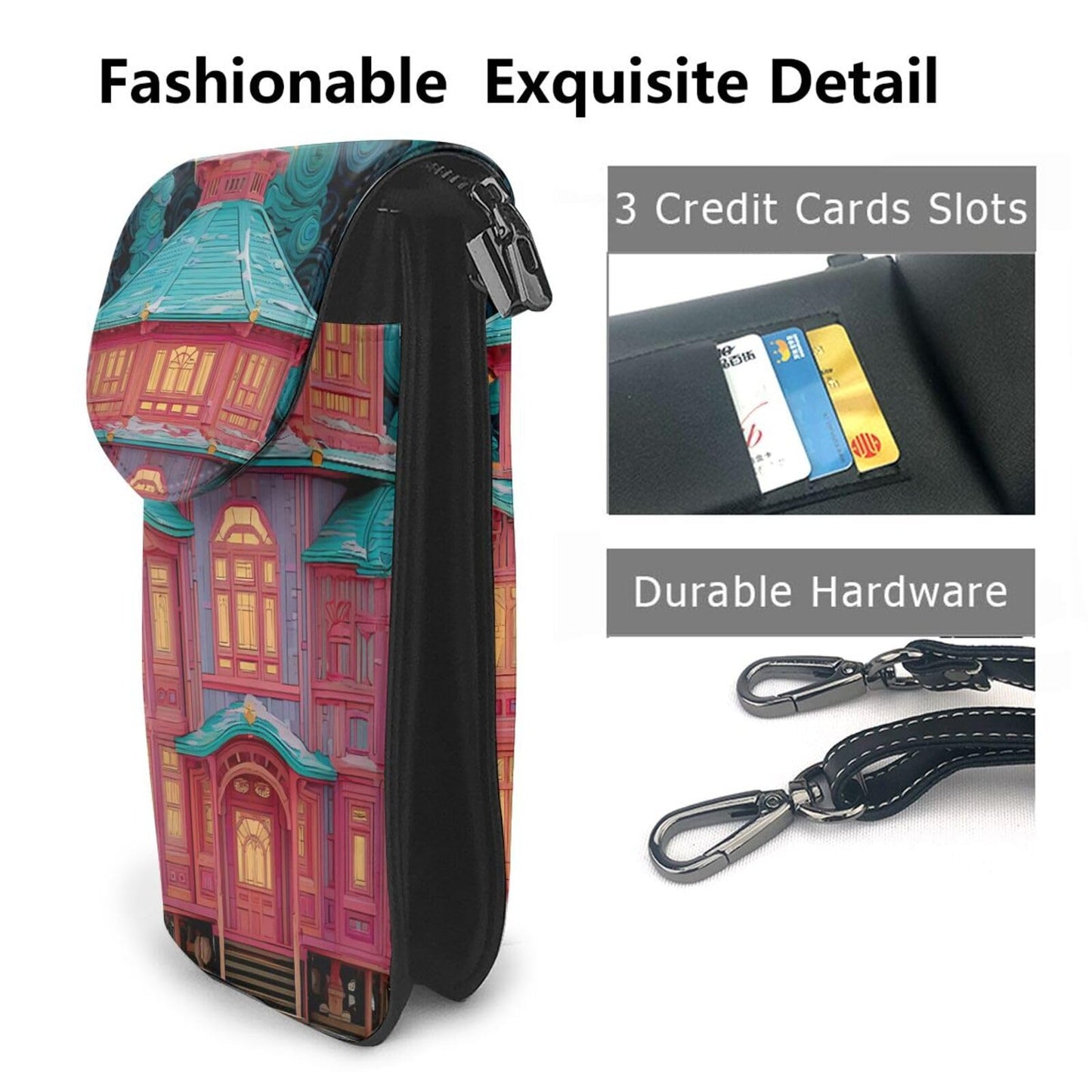 White Smoke Enchanted Alcove Small Cell Phone Purse Crossbody Compact Exquisite and Reliable for Daily Commuting and Travel