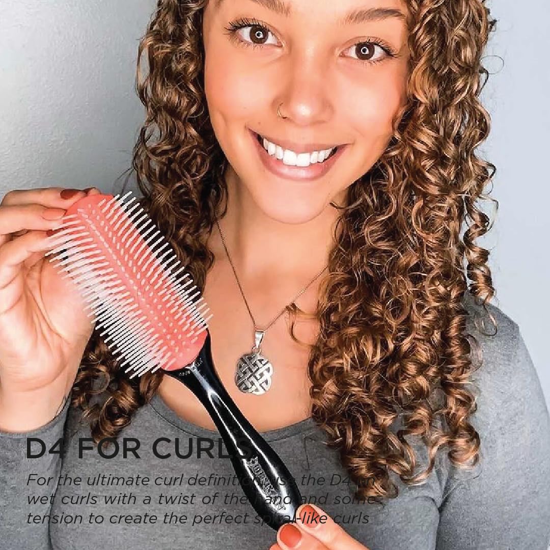 Light Gray Denman D4 Original Curl Definer & Styler, Curly Hair Brush for Women & Men – 9 Row Detangling & Curl Defining Brush for Smooth Defined Curls - a Precision Styling Brush for straight hair