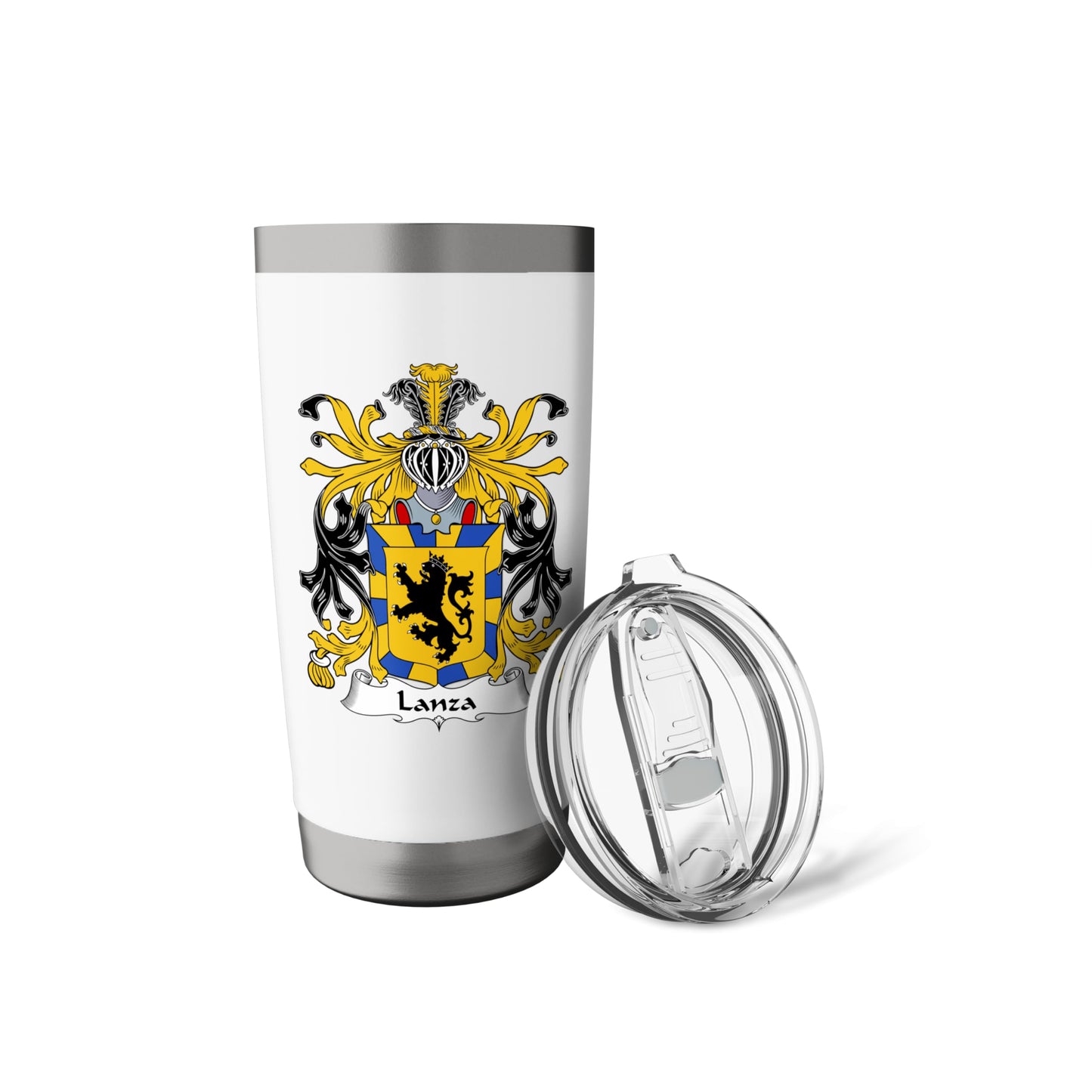 White Smoke Lanza Coat of Arms - Family Crest Stainless Steel Insulated Tumbler