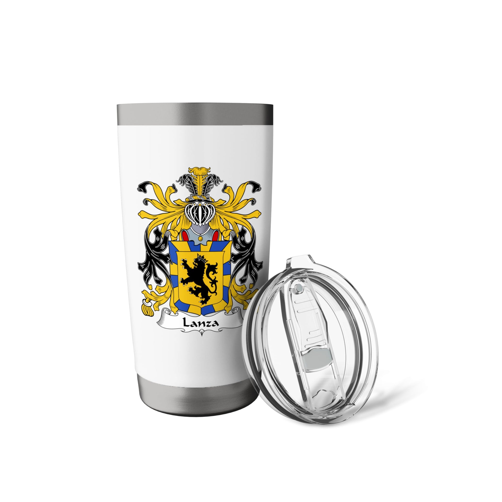 White Smoke Lanza Coat of Arms - Family Crest Stainless Steel Insulated Tumbler