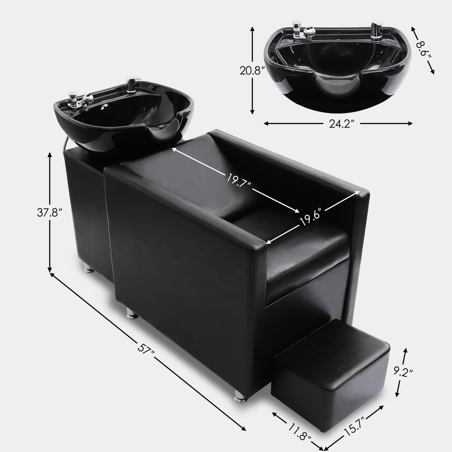 Lavender YOCONYO Backwash Shampoo Station Chair, Shampoo Bowl and Chair Set for Salon, Hair Washing Station for Hair Stylist, Backwash Chair with Ceramic Bowl, Sink Chair Station for Barbershop