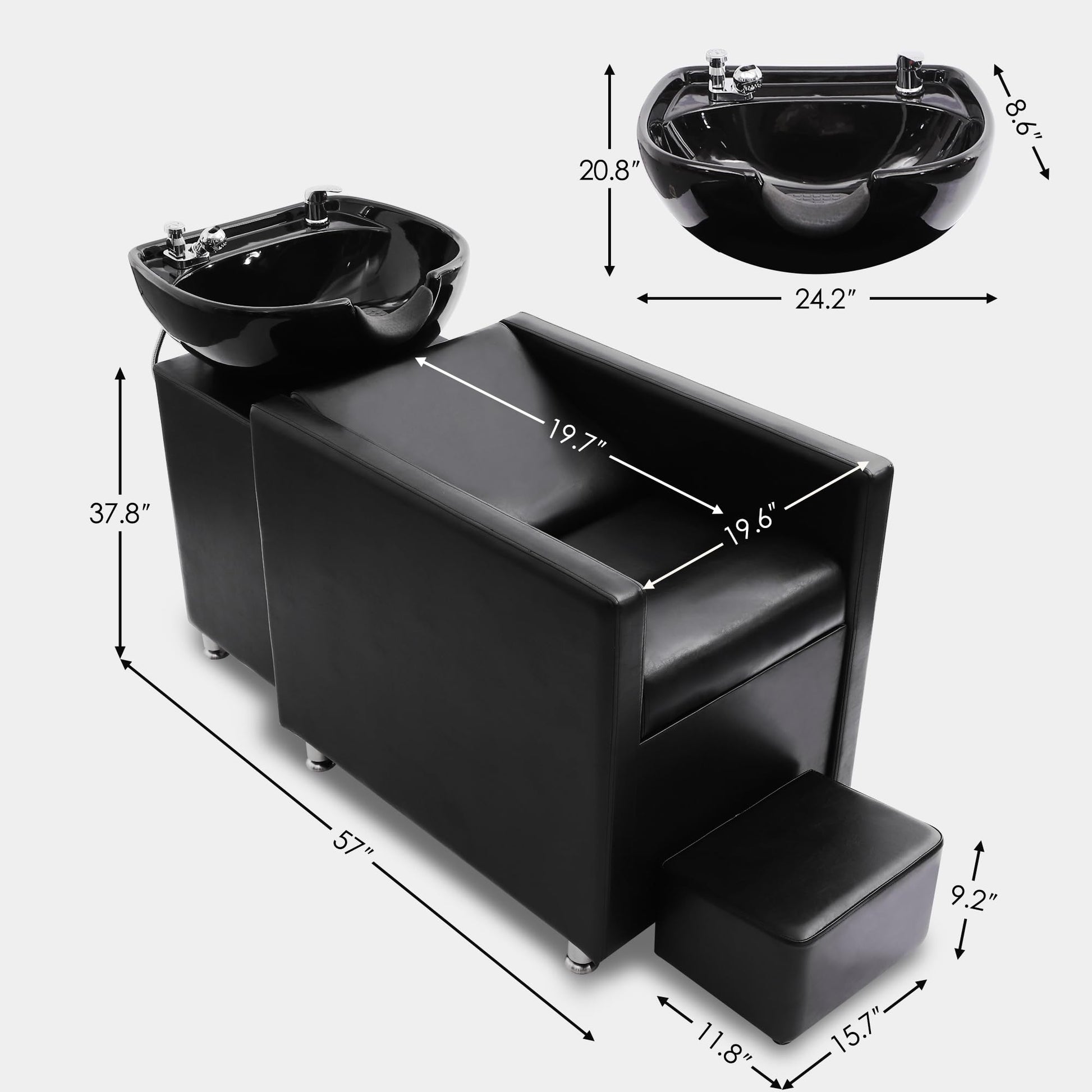 Lavender YOCONYO Backwash Shampoo Station Chair, Shampoo Bowl and Chair Set for Salon, Hair Washing Station for Hair Stylist, Backwash Chair with Ceramic Bowl, Sink Chair Station for Barbershop