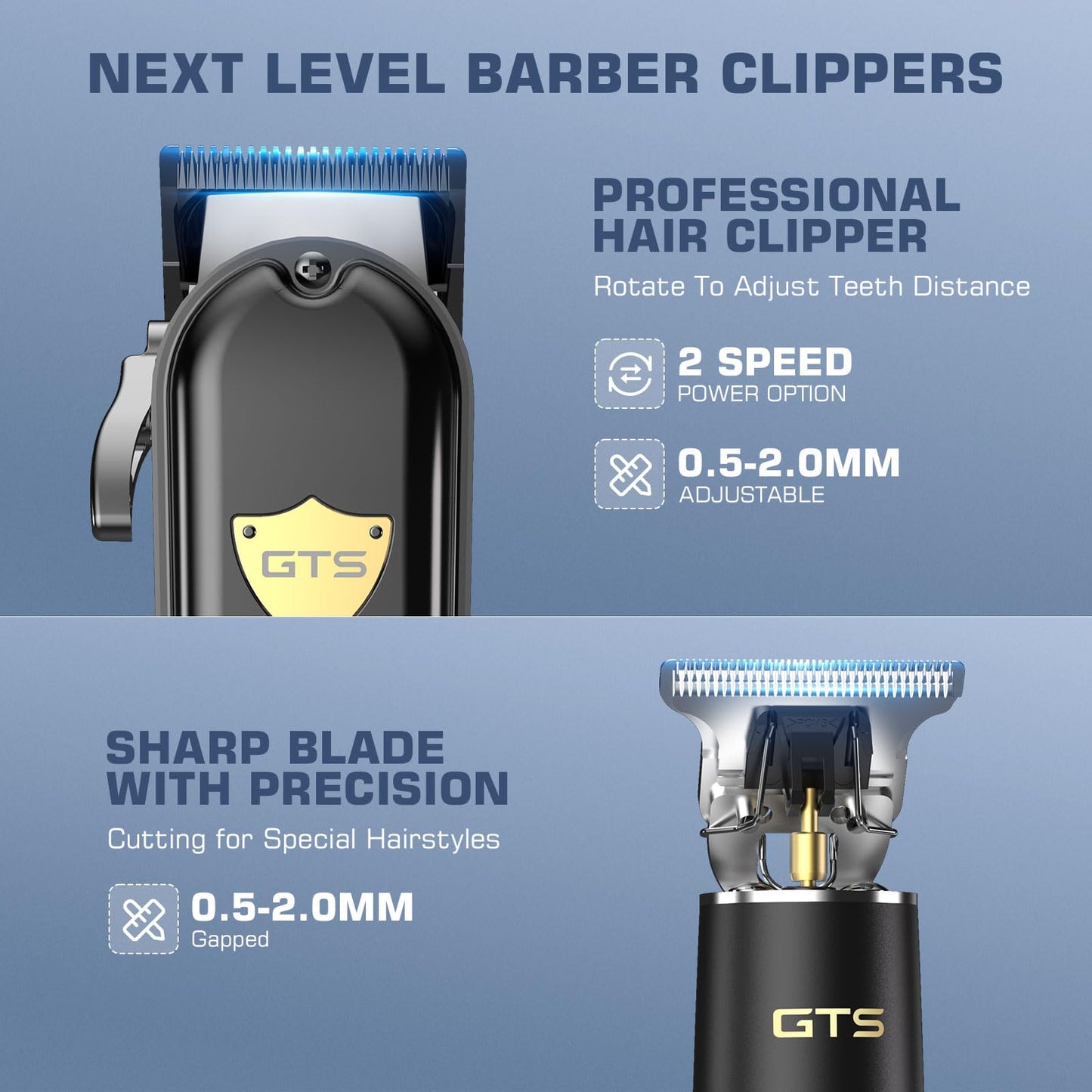 Light Slate Gray GTSPro Hair Clippers for Men, Clippers and Trimmers Set, Barber Clippers, Electric Hair Trimmer with Box, Gifts for Men Black